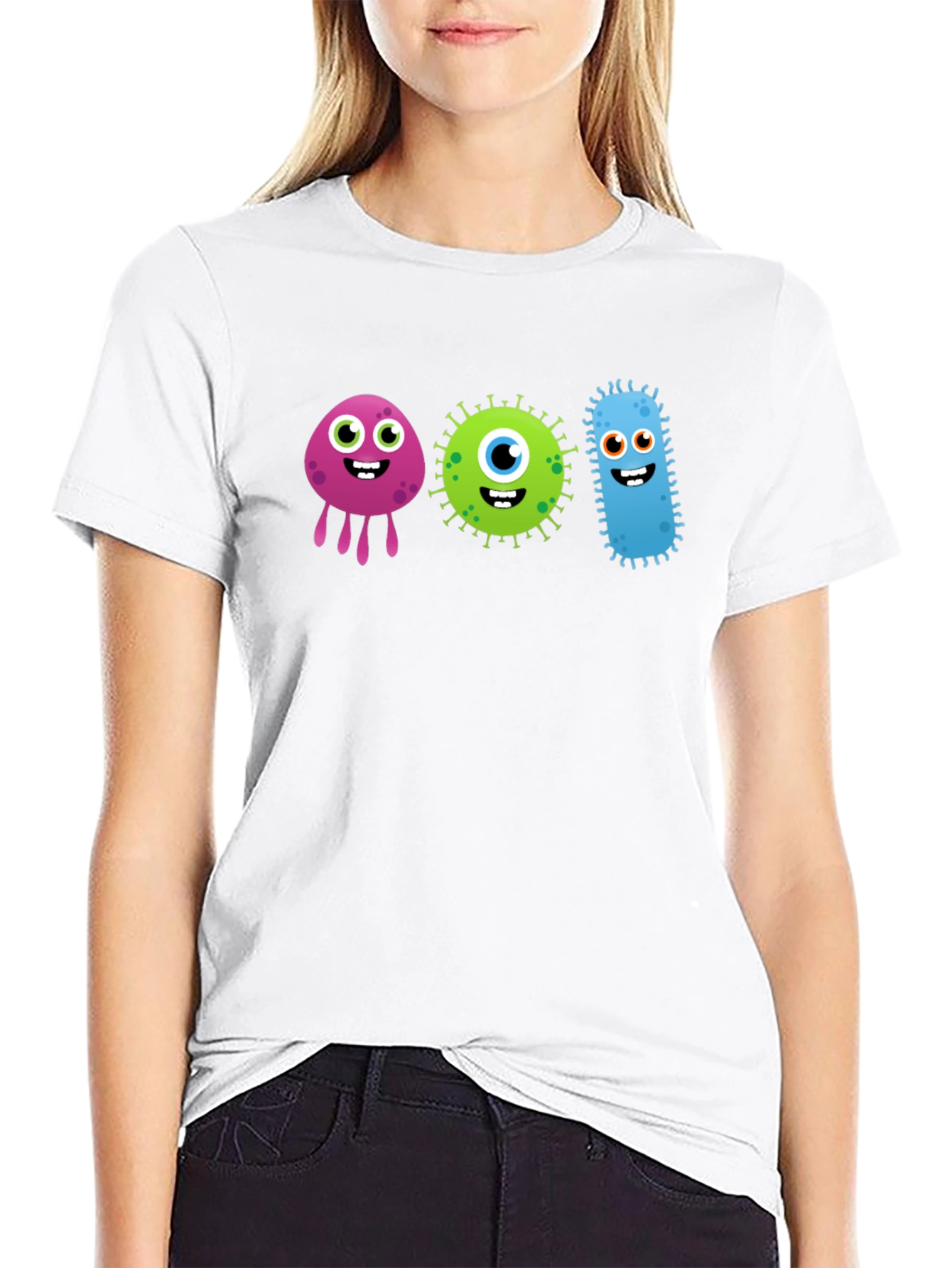 Black Cute Germs Black T-Shirt view 9