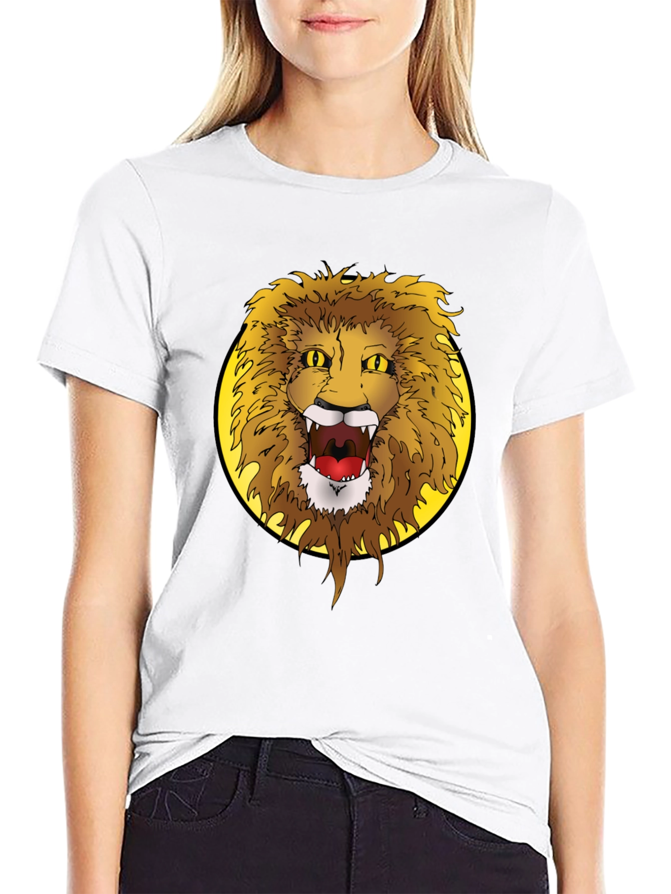 Black Lion Graphic Tee - Fierce Animal Print T-Shirt view 9