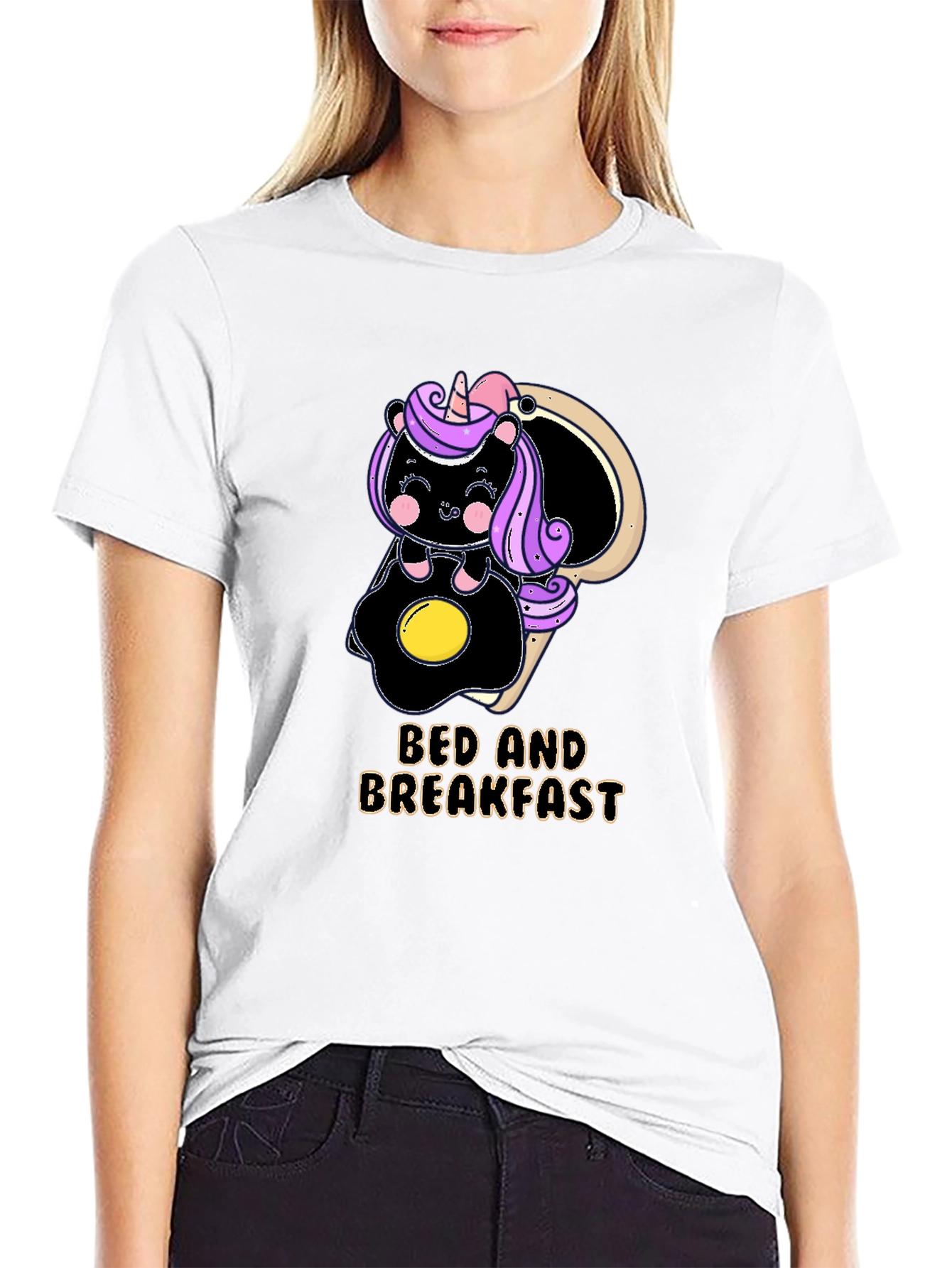 Black Bed and Breakfast Unicorn T-Shirt view 9