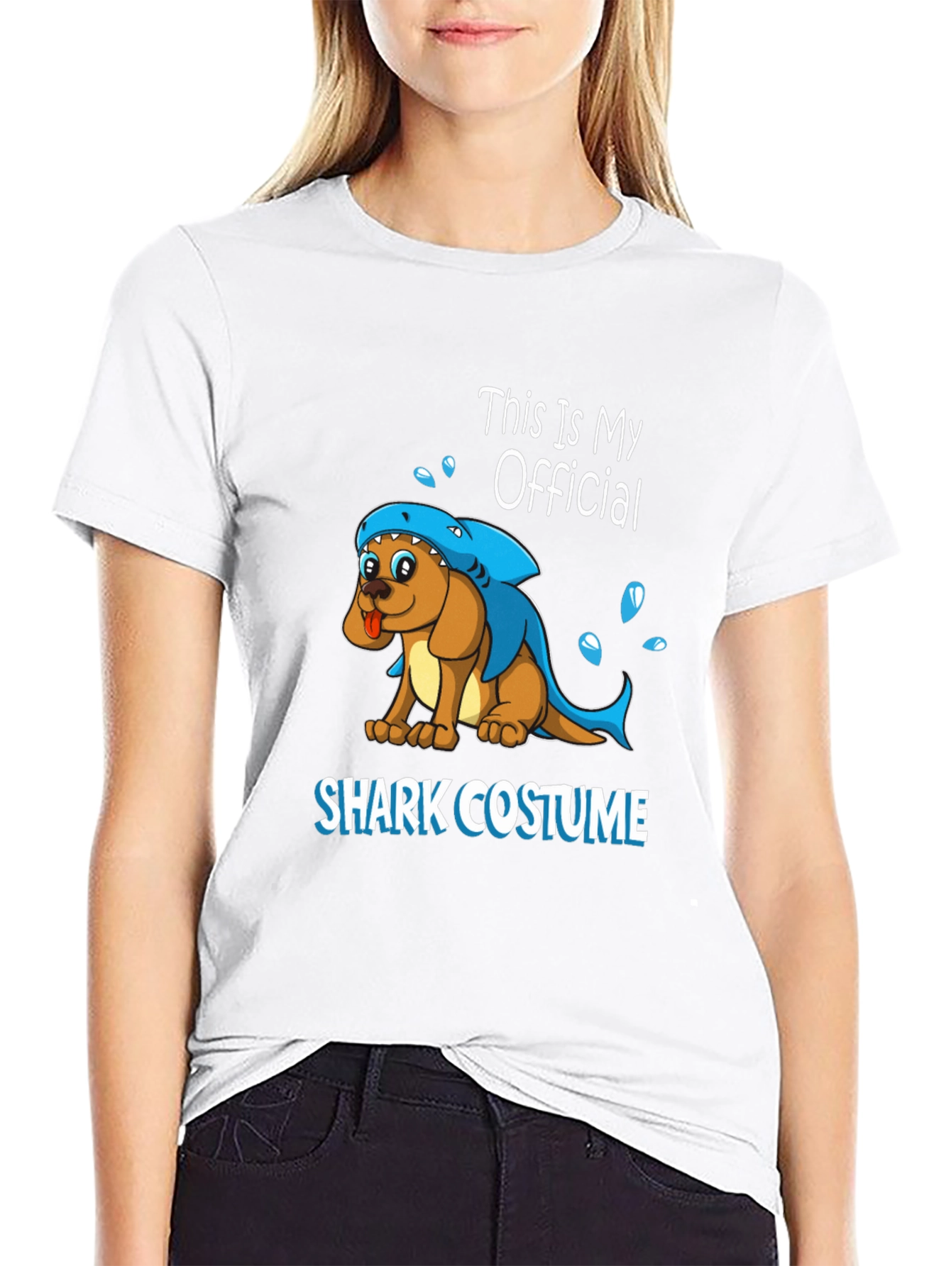 Black Dog Shark Costume Graphic T-Shirt view 9