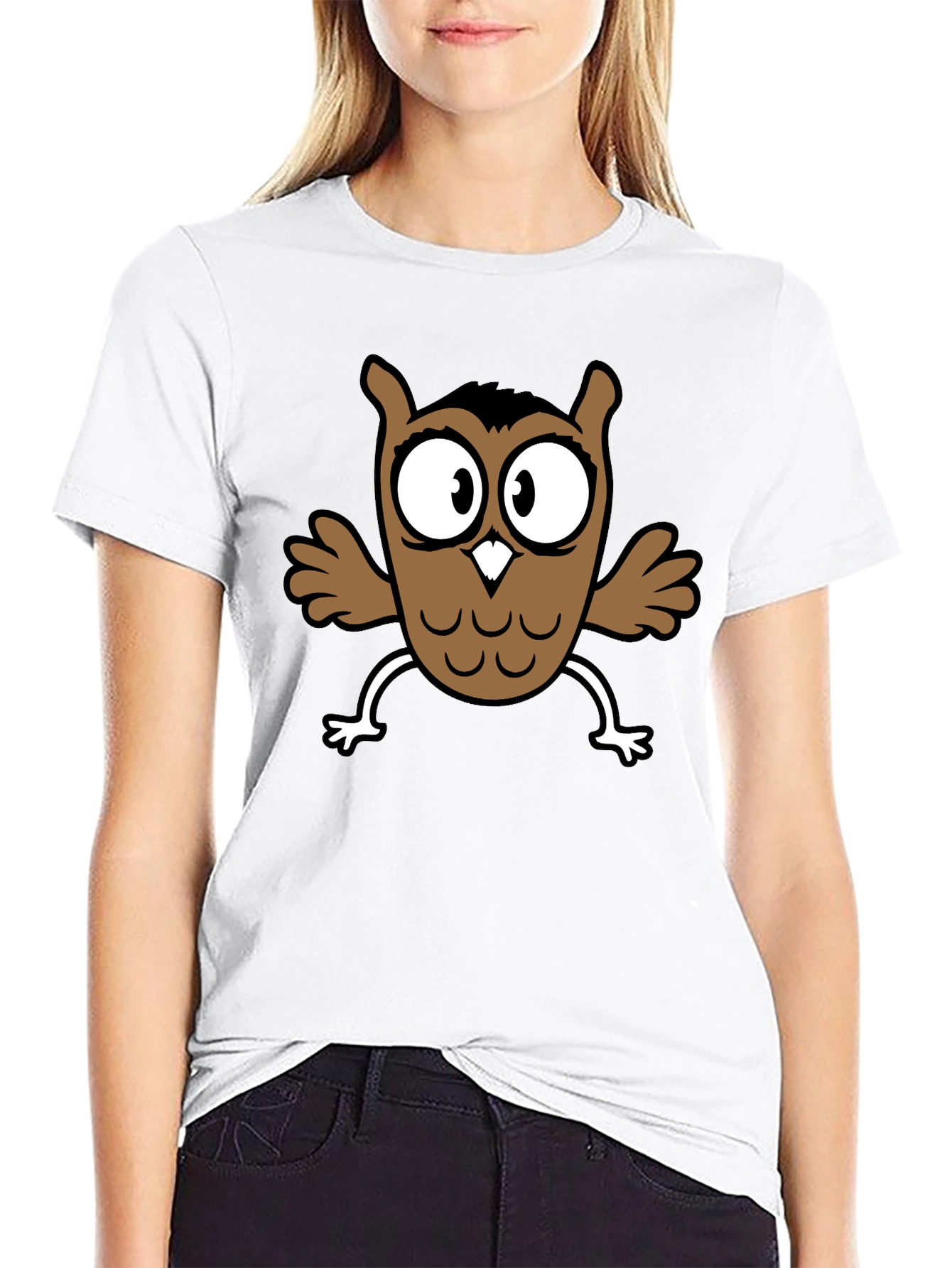 Black Cartoon Owl Graphic Black T-Shirt view 9