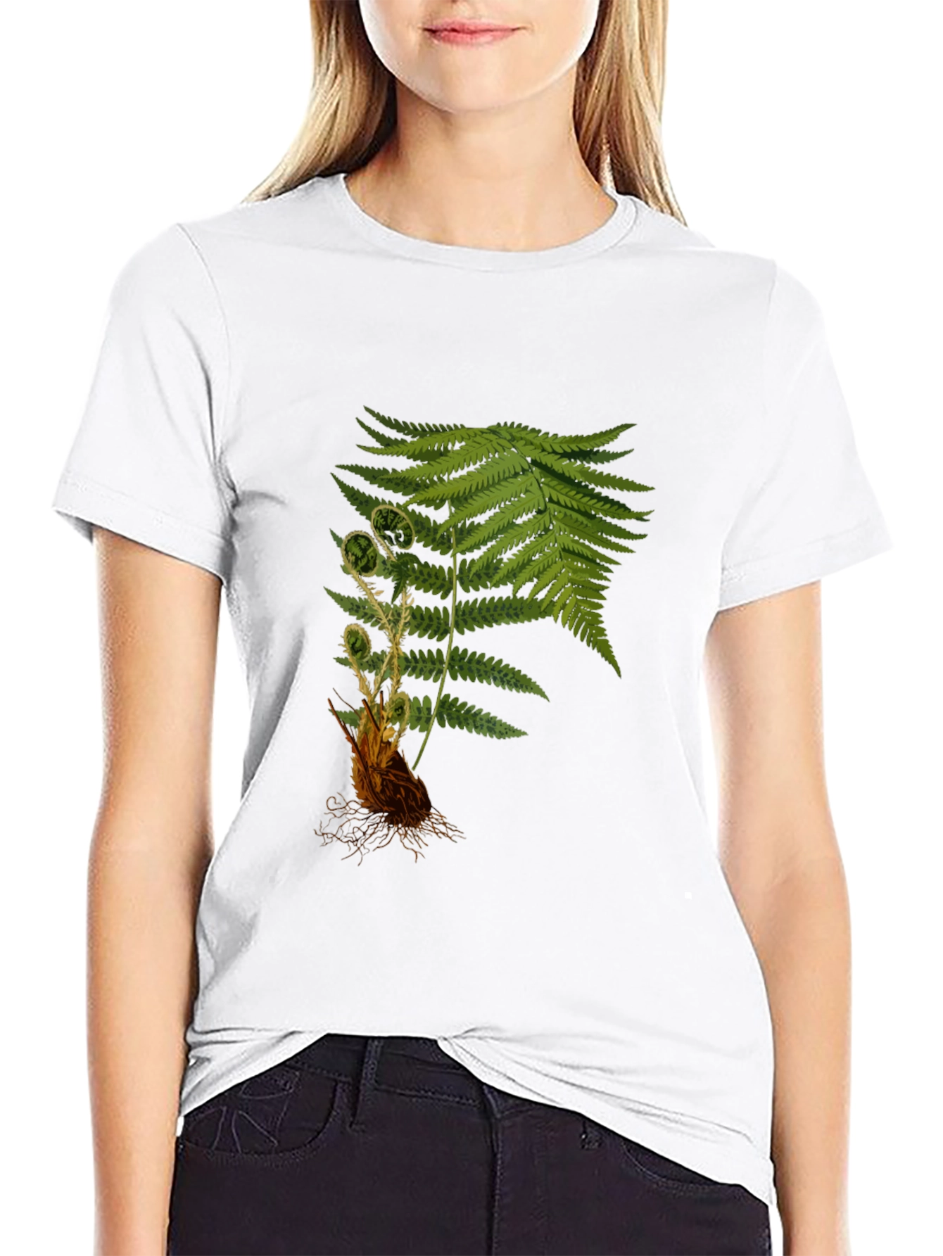 Black Fern Print Black T-Shirt view 9