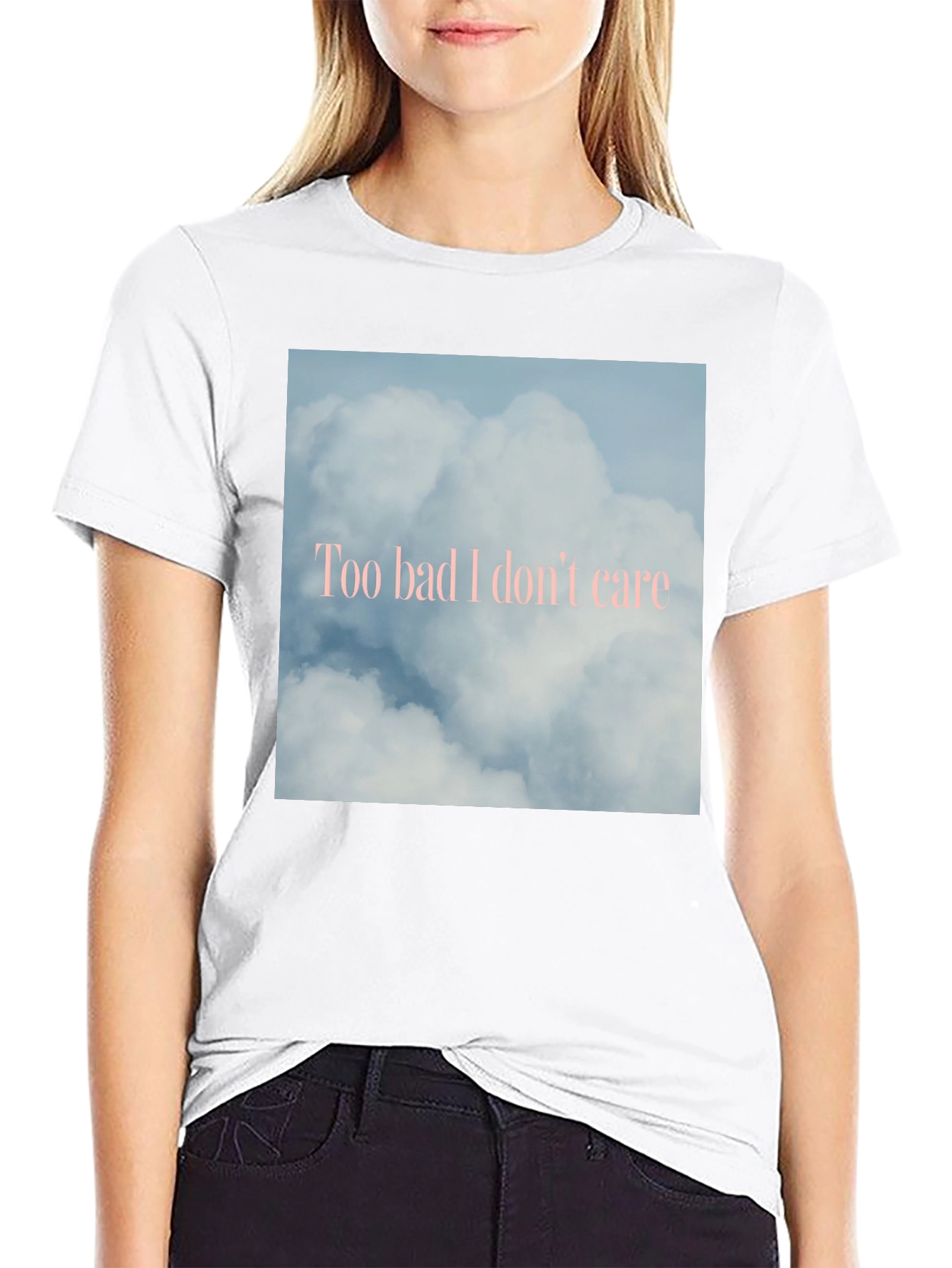 Black Too Bad I Don't Care Cloud Graphic Tee view 9