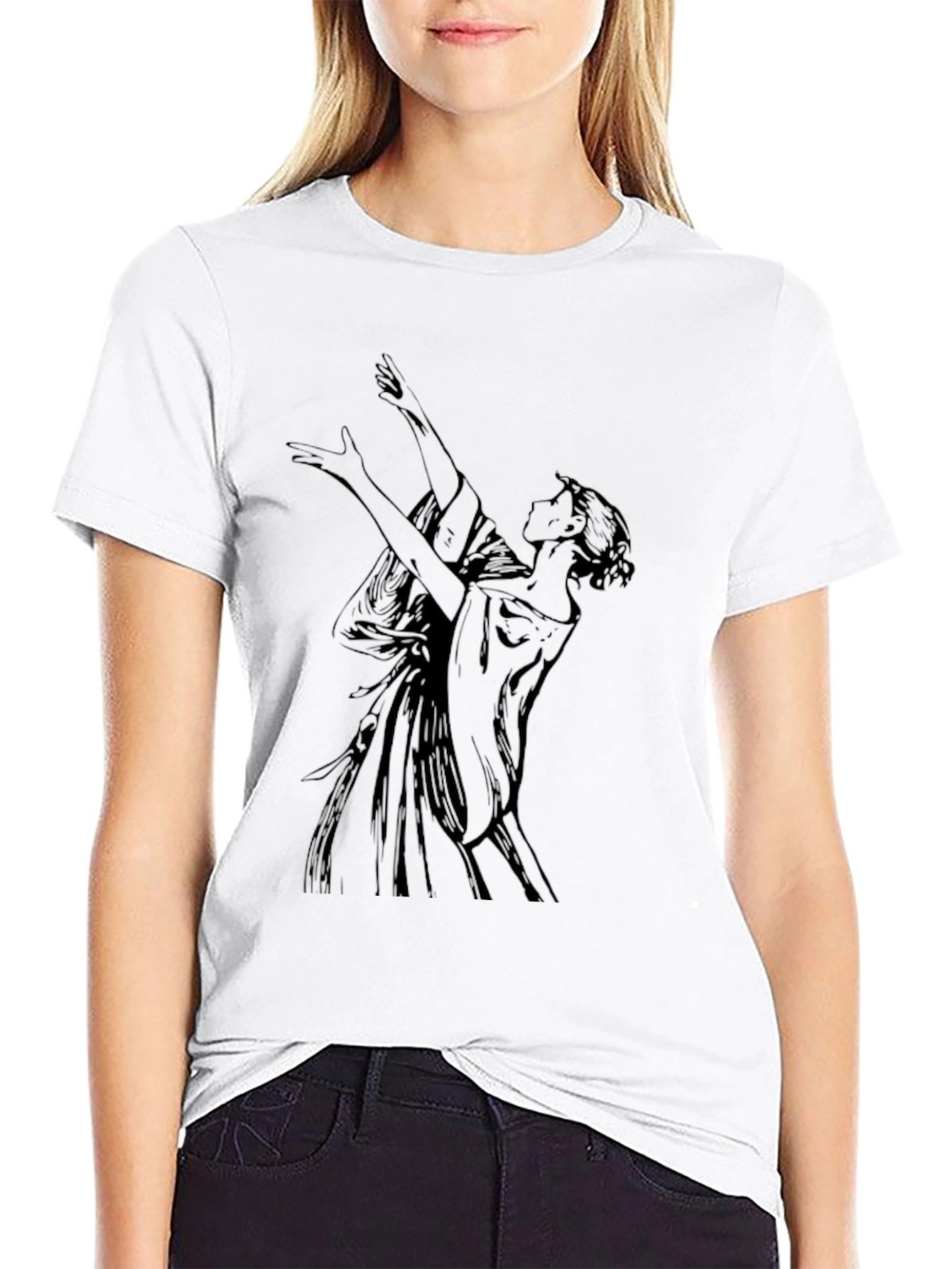 Black Elegant Woman Graphic Black T-Shirt view 9