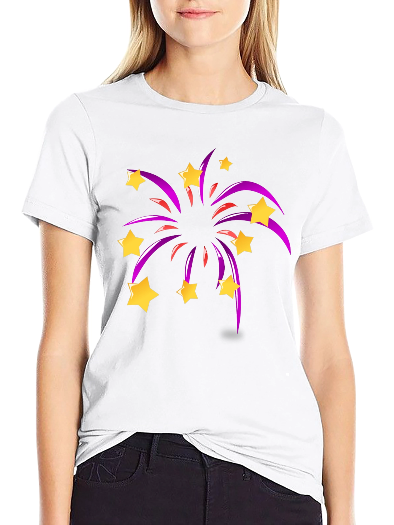 Black Star Fireworks Graphic Black T-Shirt view 9