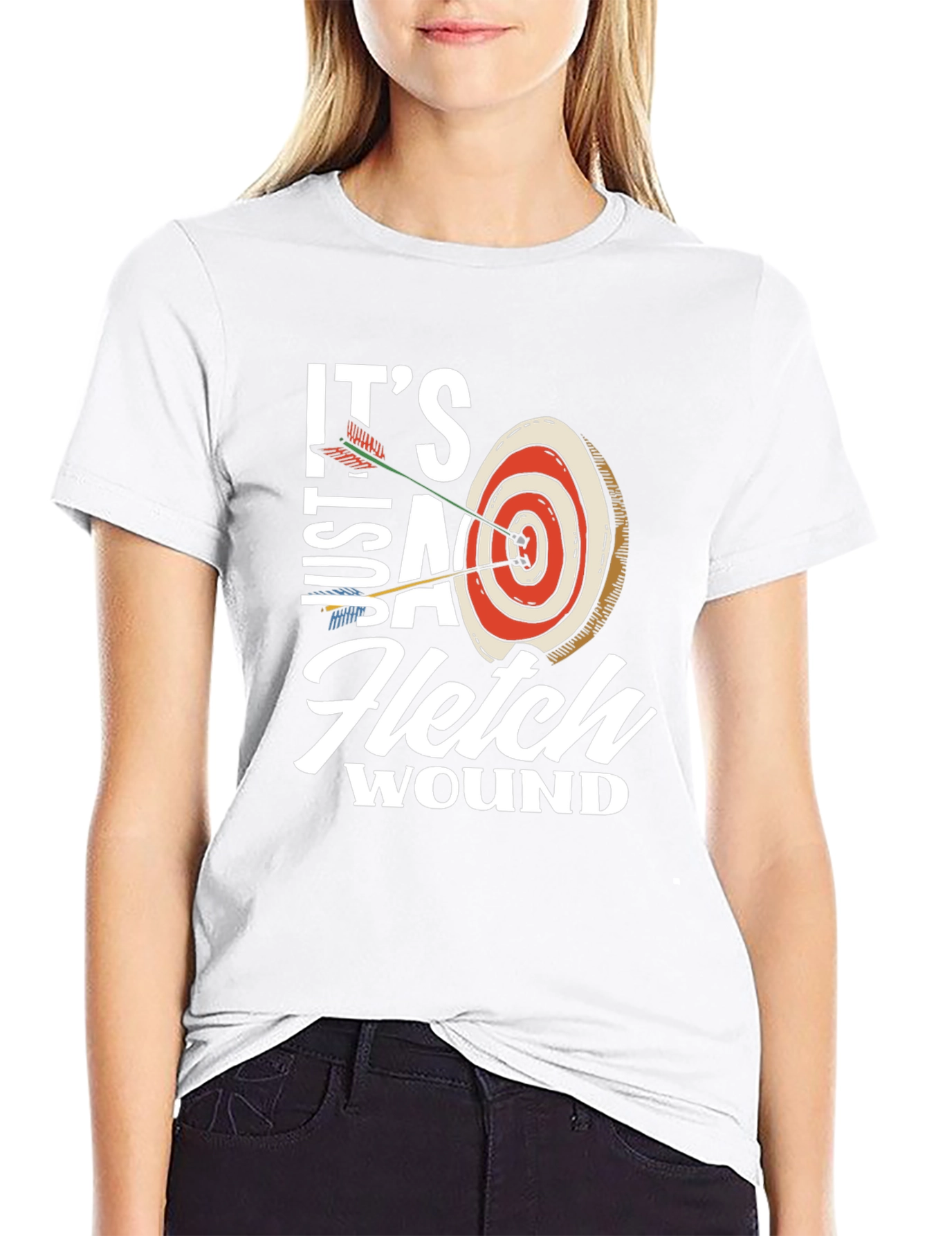 Black It's Just A Fletch Wound T-Shirt - Archery Funny Tee view 9