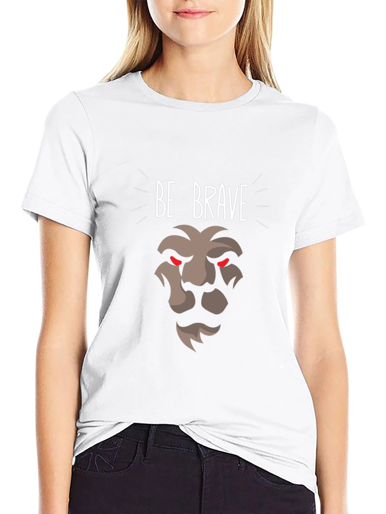 Black Be Brave Lion Graphic Tee - Modern Black T-Shirt view 9