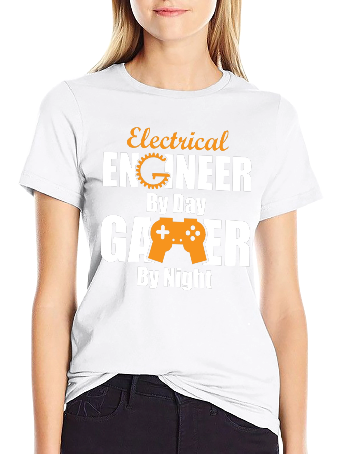 Black Electrical Engineer Gamer T-Shirt - Day & Night view 9