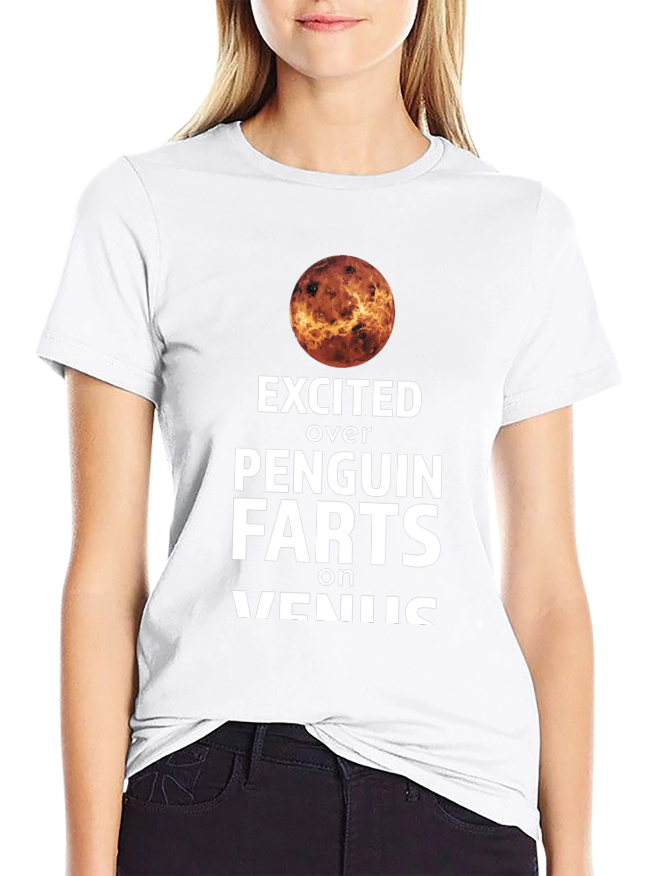 Black Excited Over Penguin Farts on Venus T-Shirt view 9