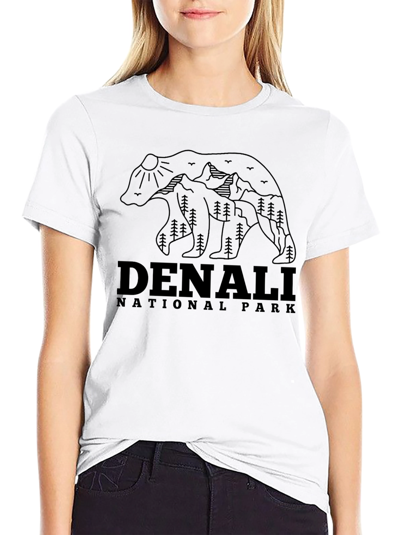 Black Denali National Park Bear Graphic Tee - Black view 9