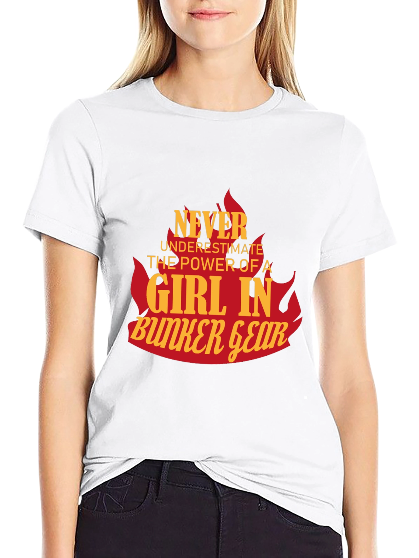 Black Girl in Bunker Gear Tee - Firefighter Pride view 9