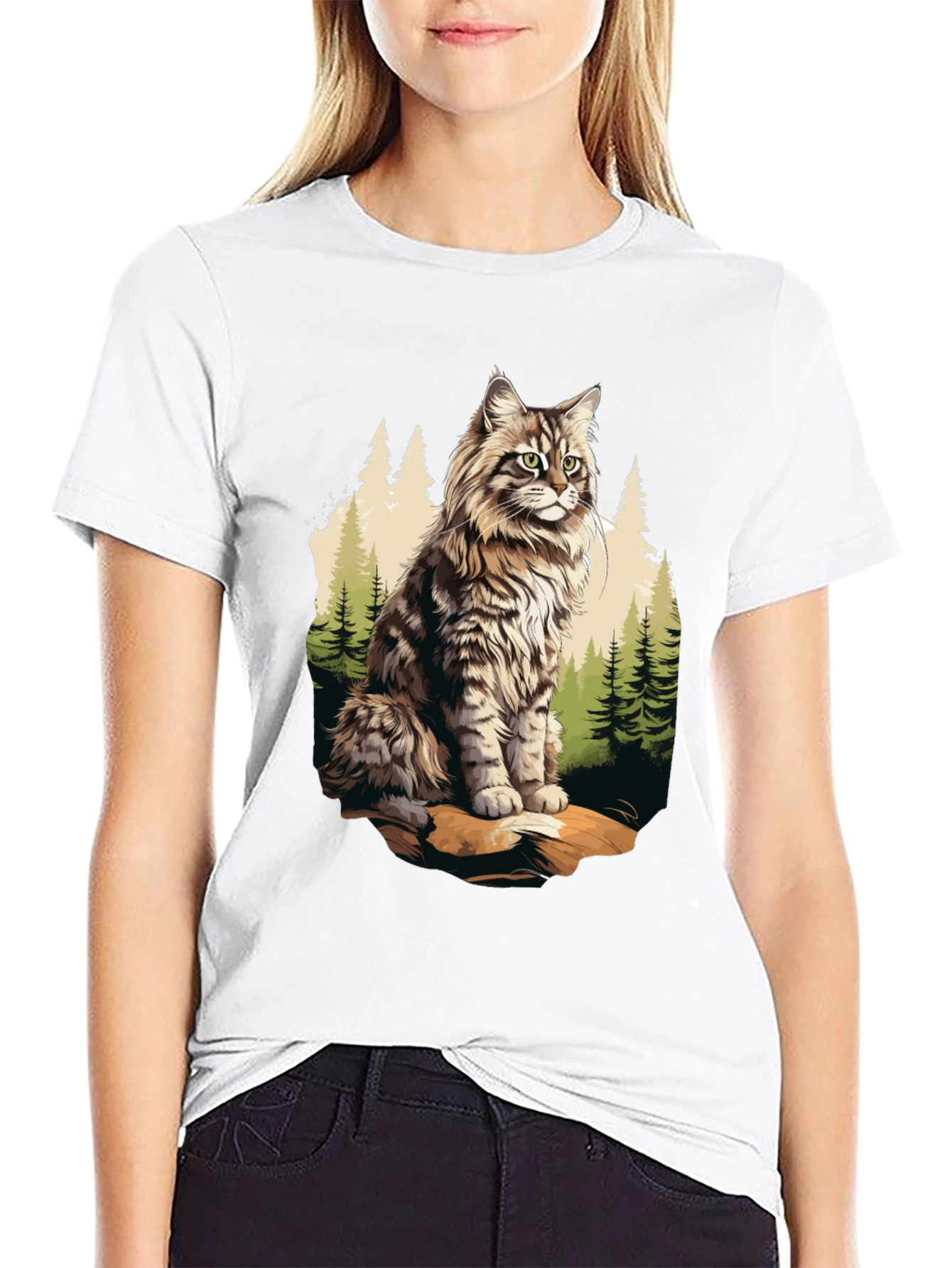 Black Cat in the Woods Graphic Tee view 9