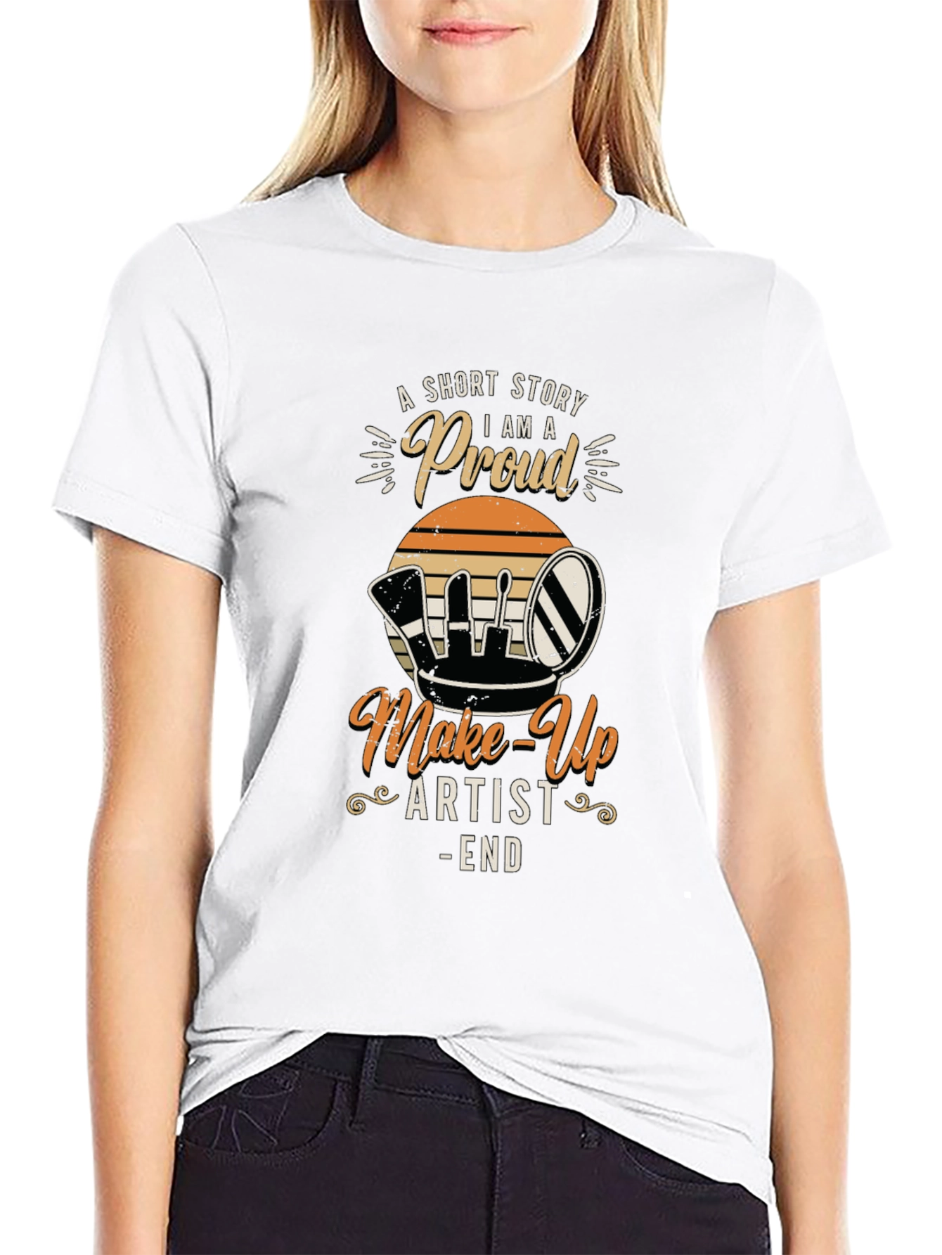 Black Proud Makeup Artist Short Story T-Shirt view 9