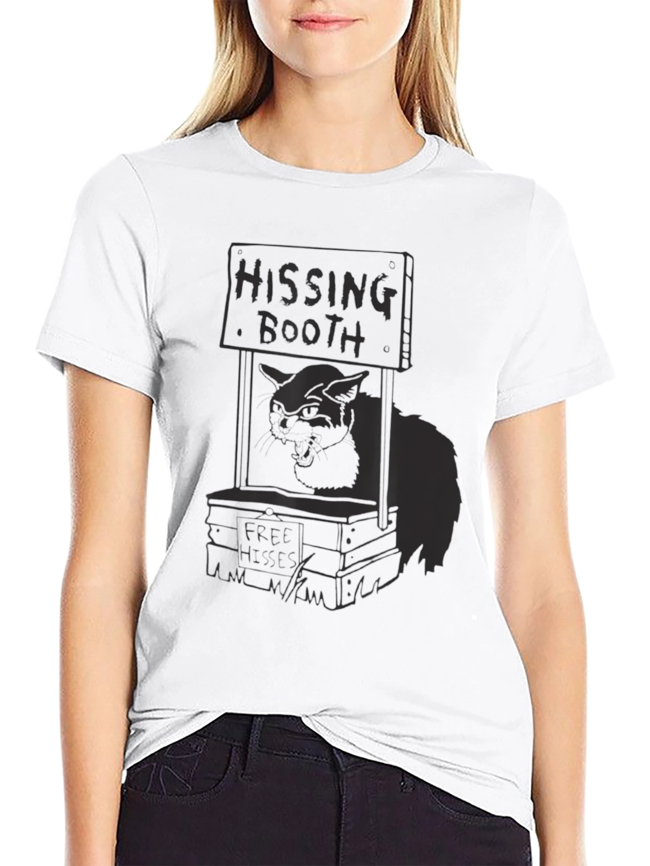 Black Hissing Booth Cat Graphic Tee - Black view 9