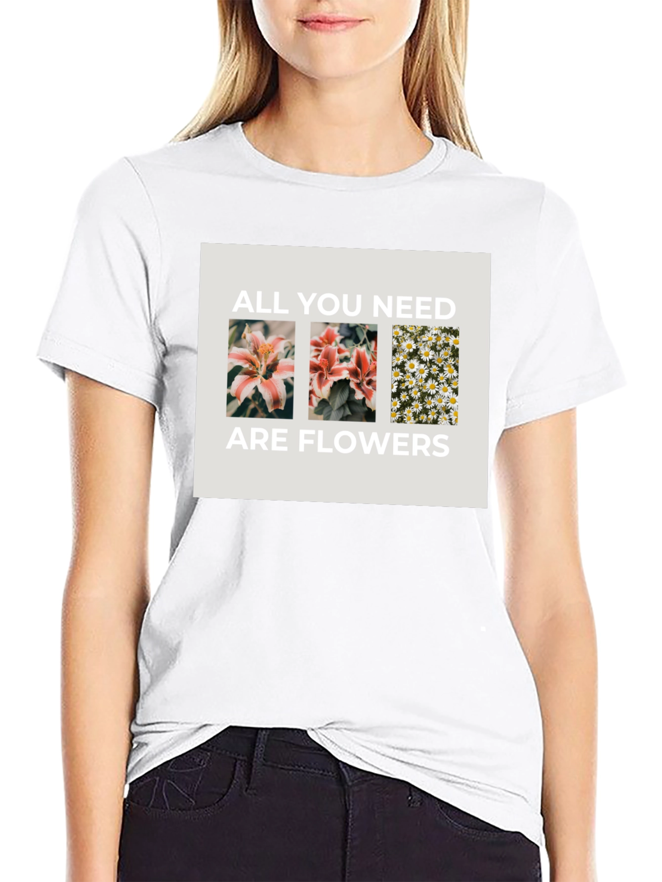 Black Floral Graphic Tee - All You Need Are Flowers view 9