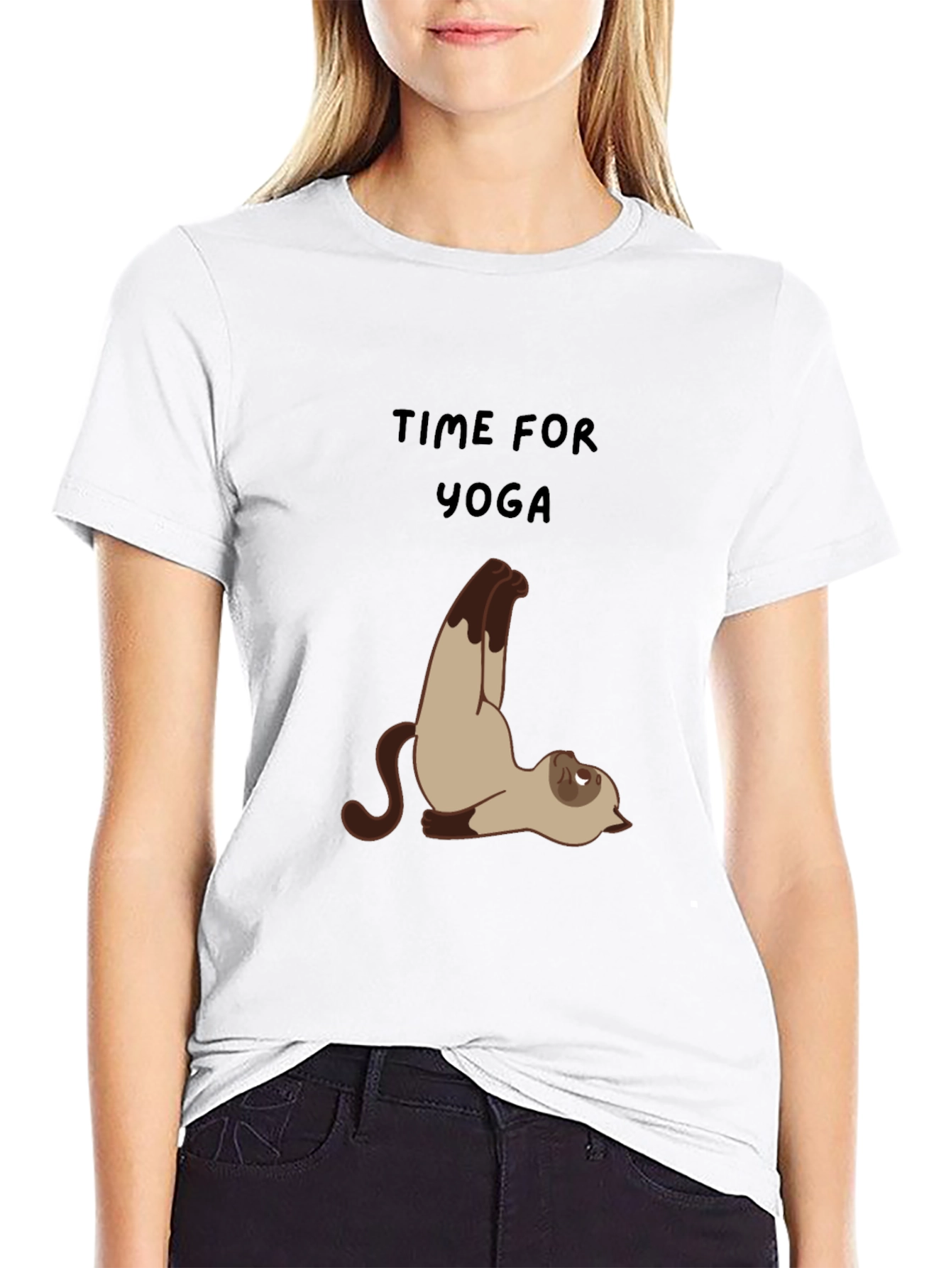 Black Yoga Cat Graphic Tee - Relaxed Fit view 9