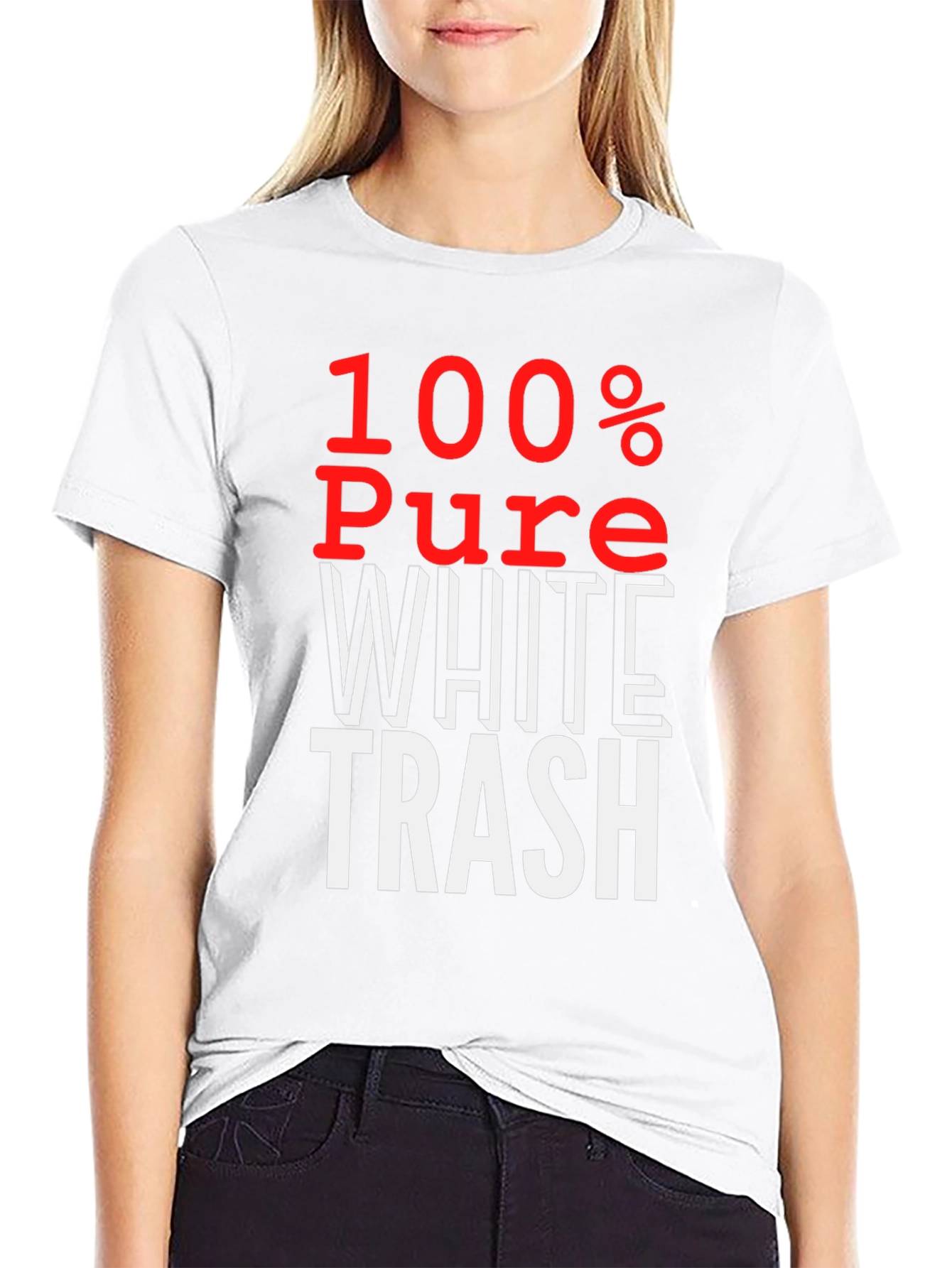 Black 100% Pure White Trash T-Shirt - Bold Statement Tee view 9