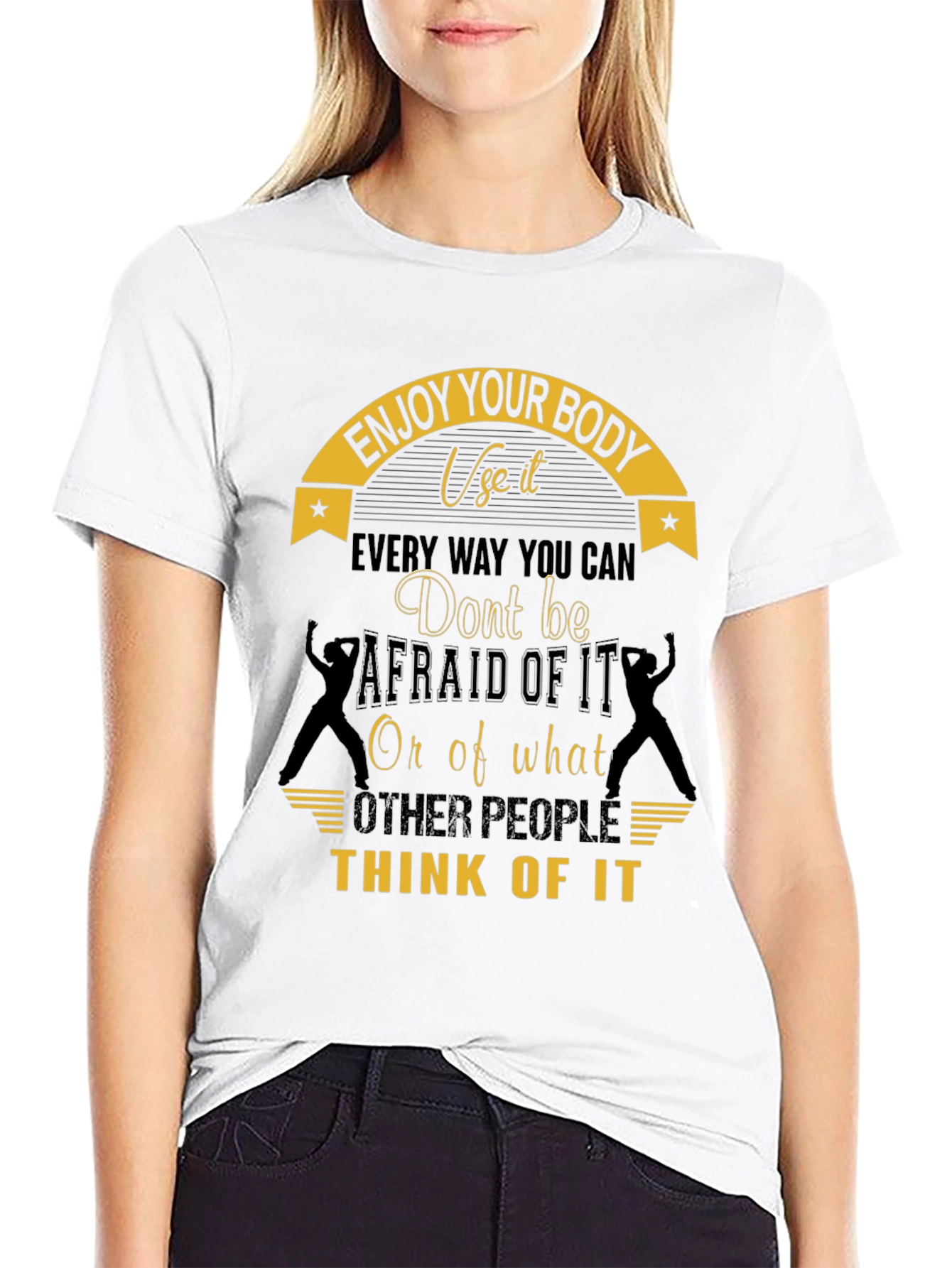 Black Enjoy Your Body T-Shirt - Motivational Design view 9