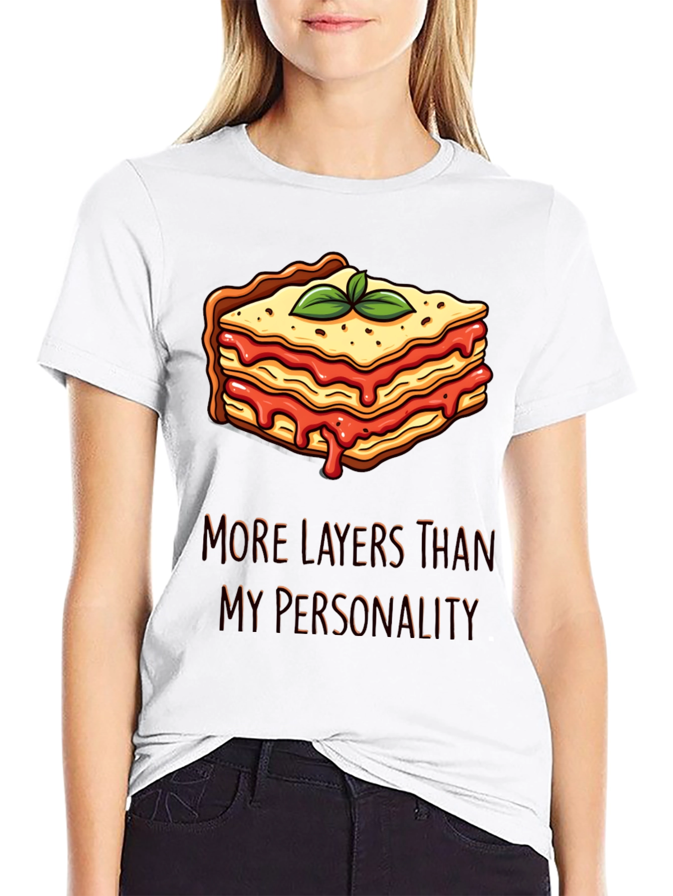 Black Lasagna Layers T-Shirt Funny Foodie Tee view 9