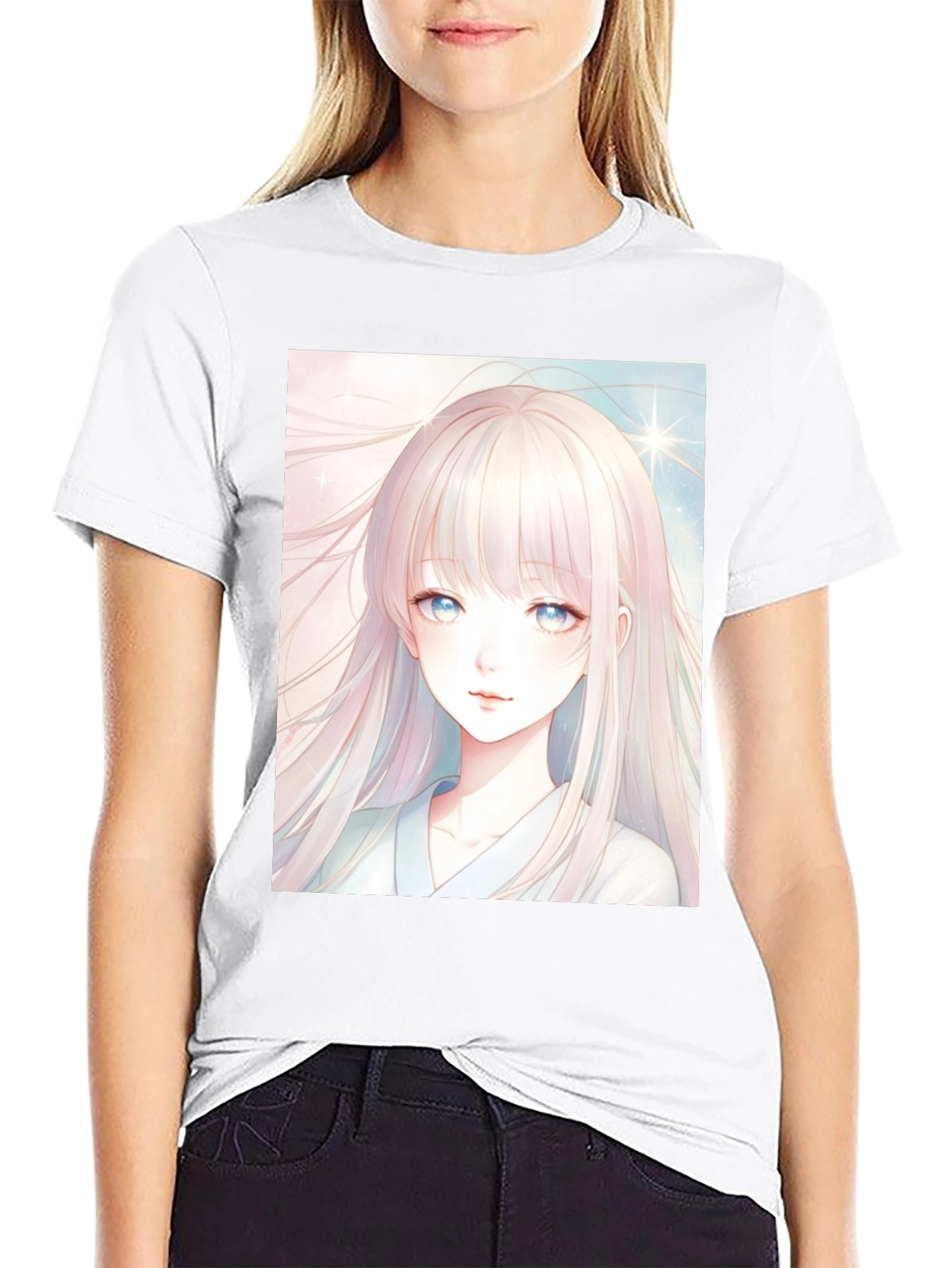 Black Anime Girl Graphic Black T-Shirt view 9