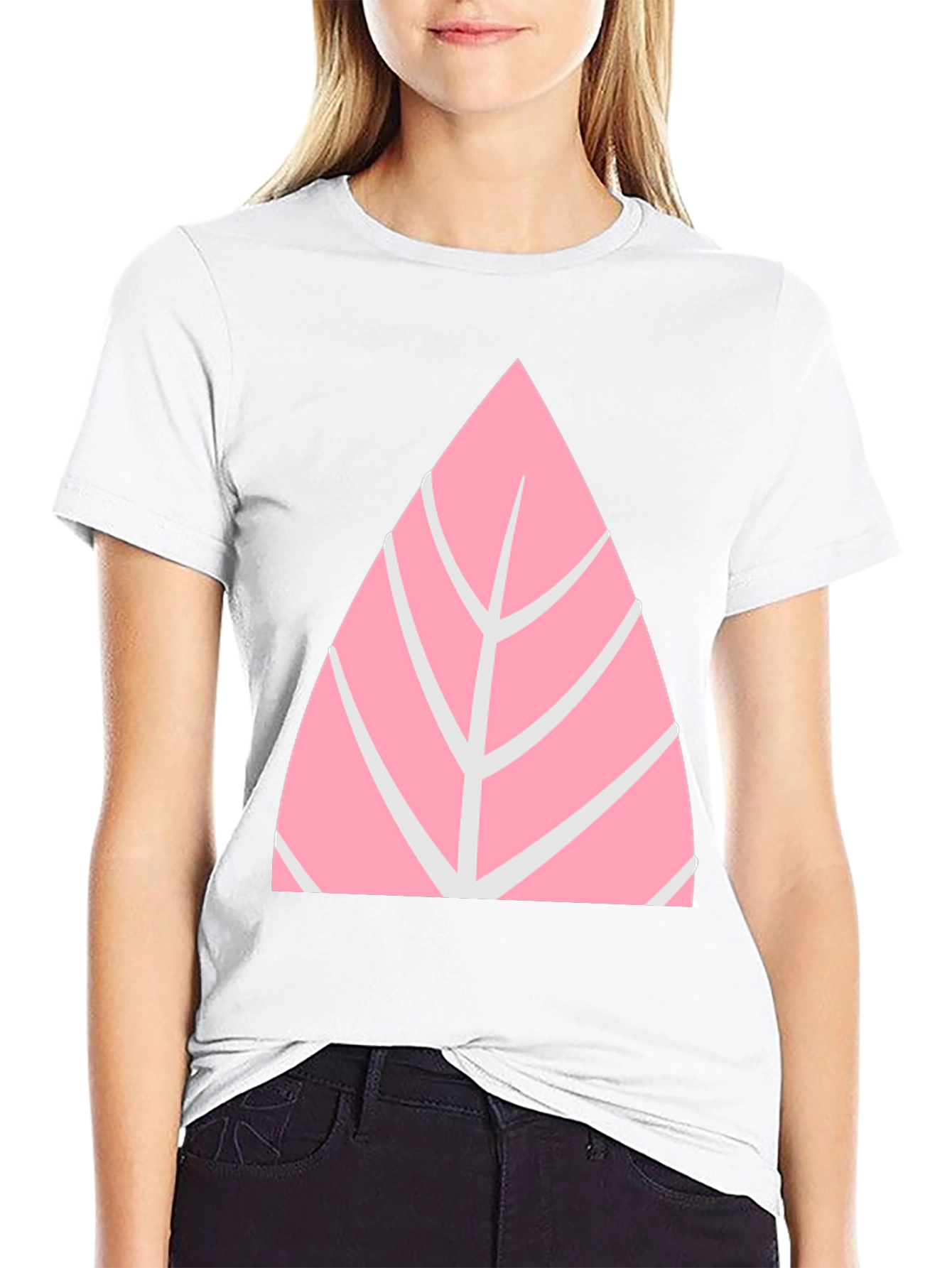 Black Pink Leaf Graphic Tee - Casual Style view 9