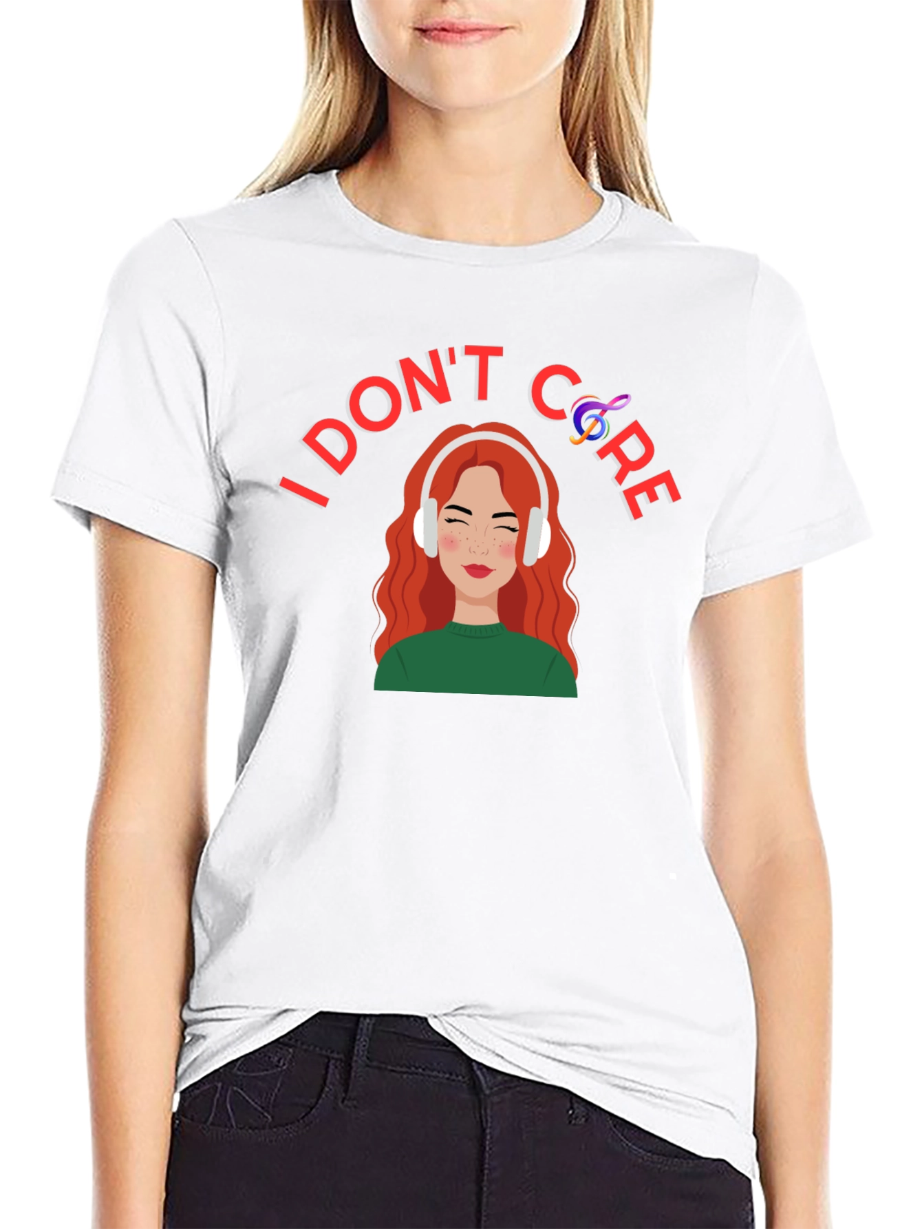 Black I Don't Care T-Shirt: Music Lover Graphic Tee view 9