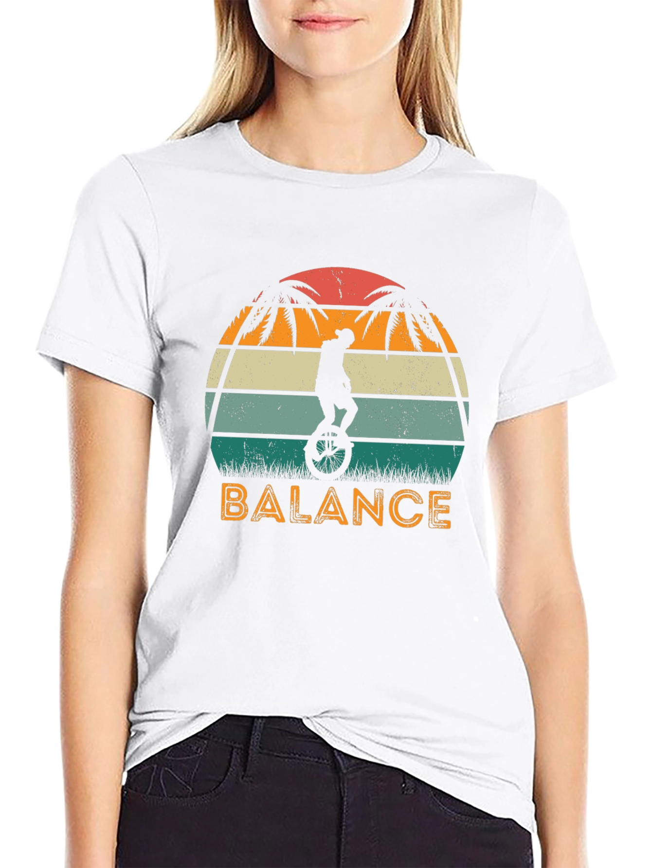 Black Retro Balance Unicycle Graphic T-Shirt view 9