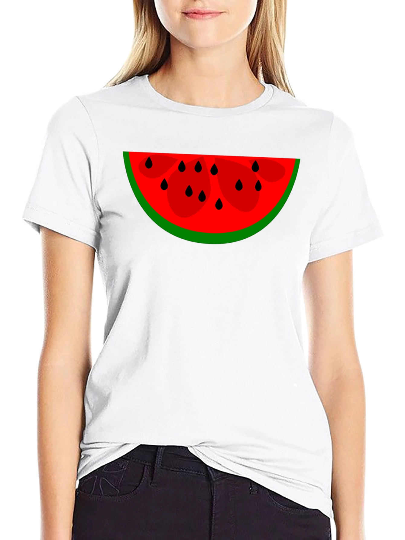 Black Watermelon Slice Graphic Tee - Black Cotton Blend view 9