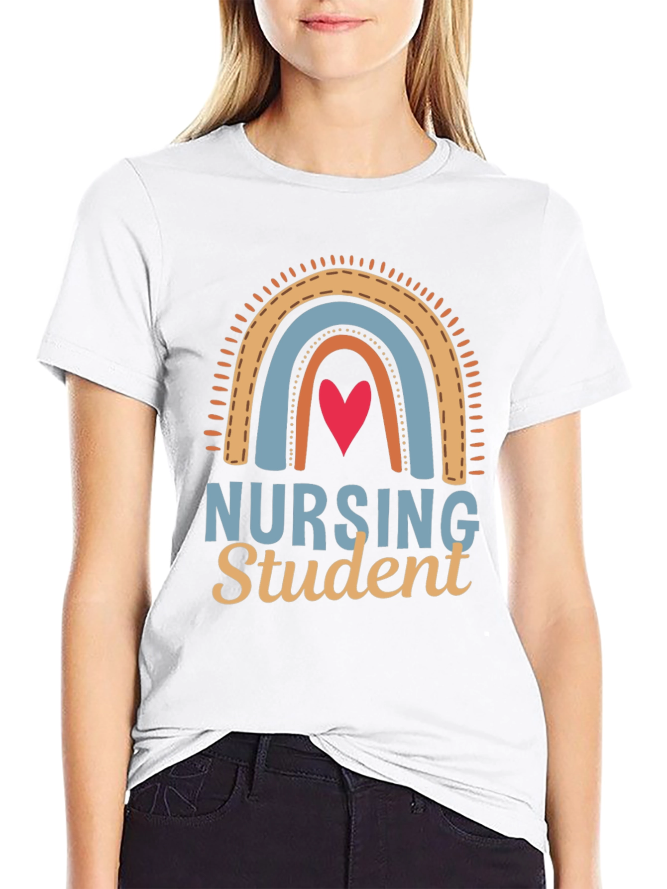 Black Nursing Student Rainbow Graphic Tee view 9
