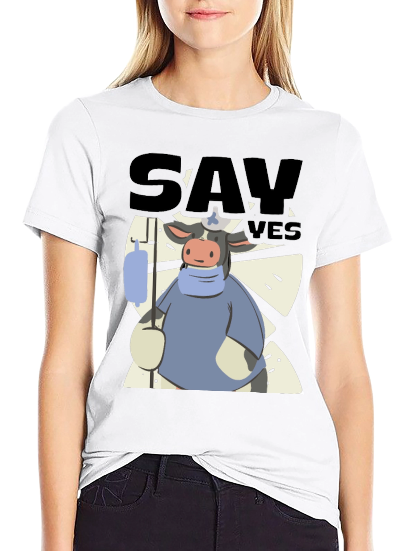 Black Say Yes Cow T-Shirt view 9