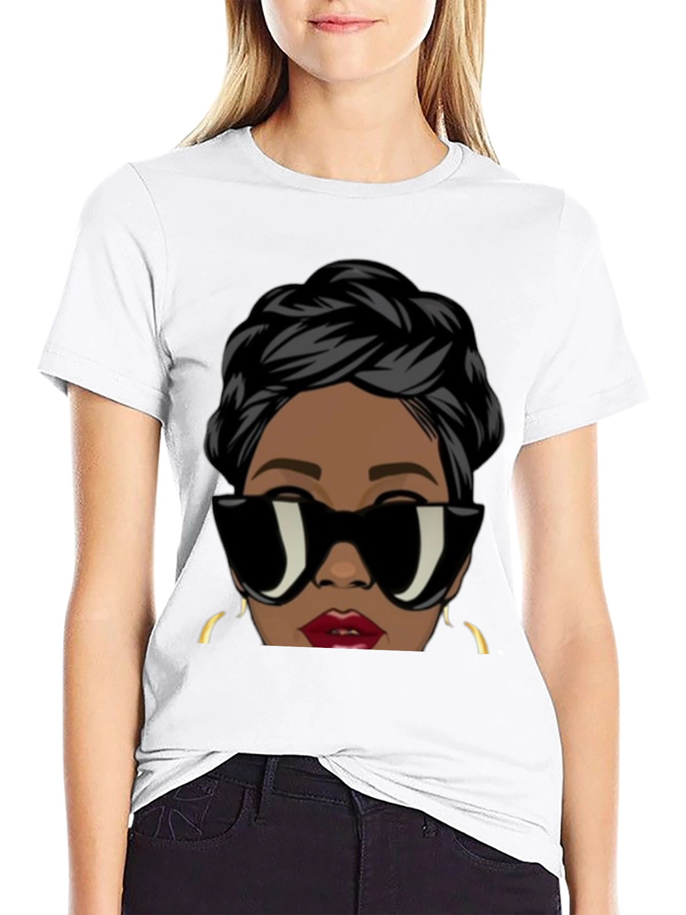 Black Stylish Woman Graphic Tee - Black view 9