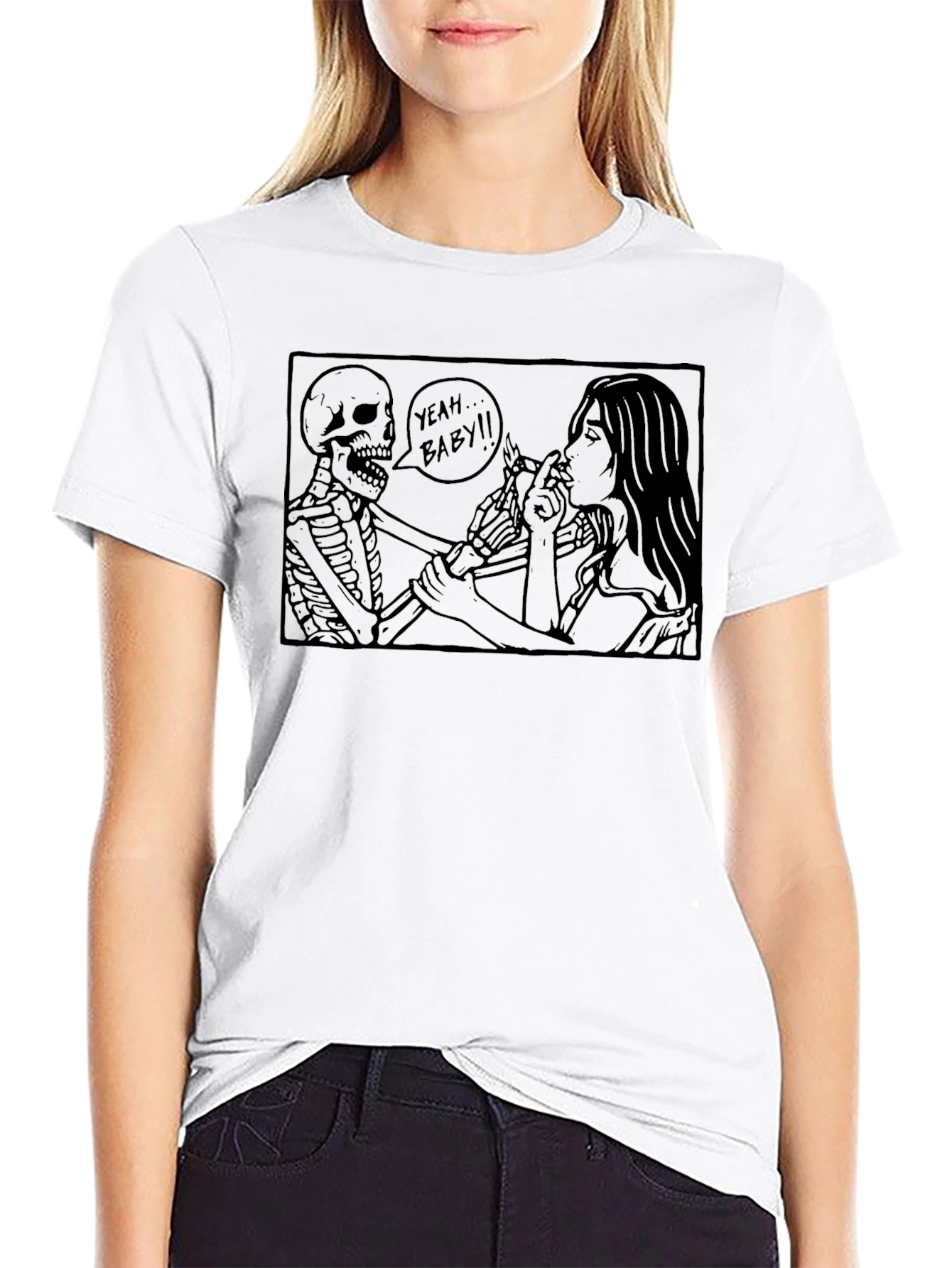 Black Skeleton Smoking T-Shirt - Yeah Baby! view 9