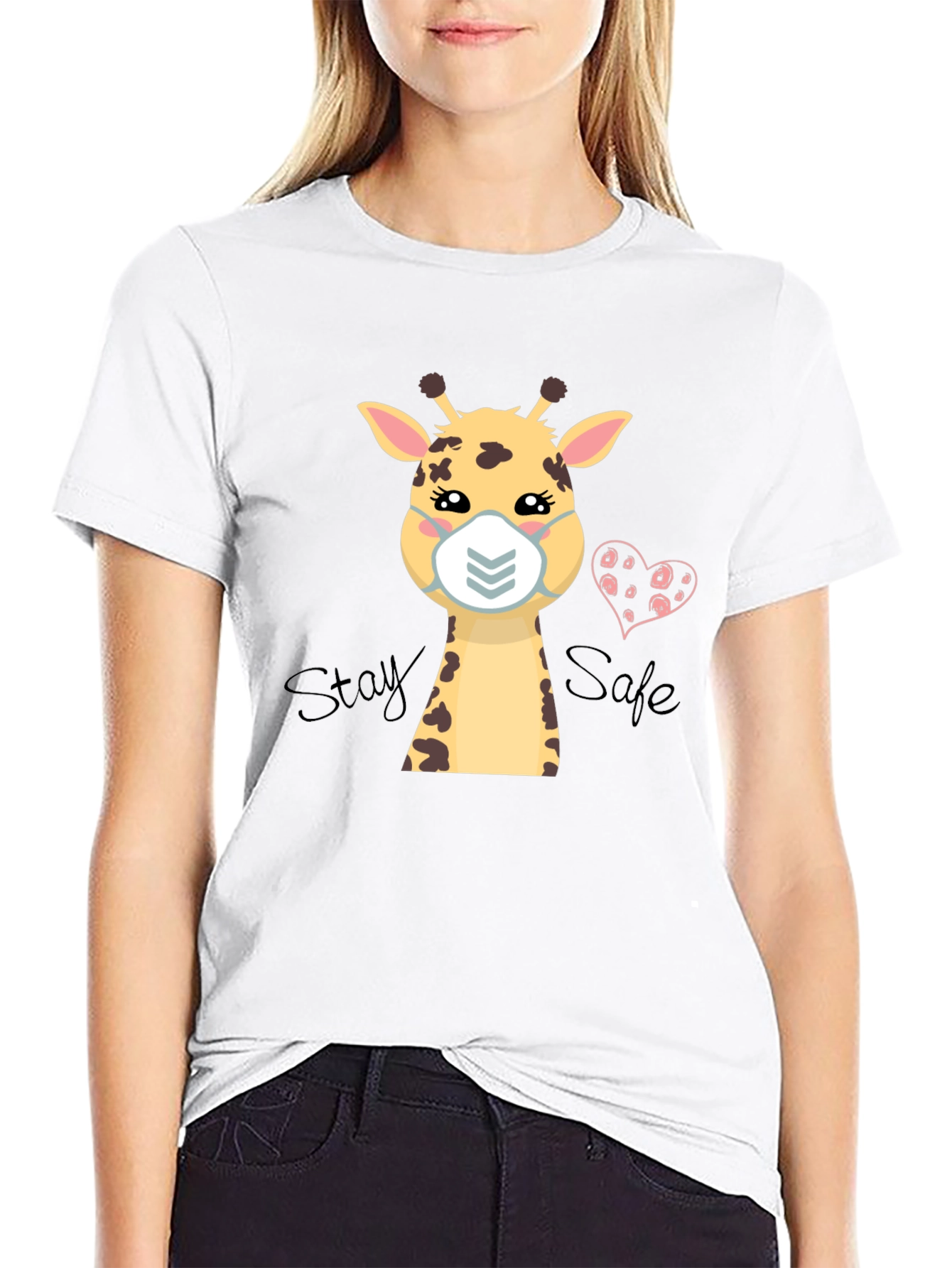 Black Stay Safe Giraffe T-Shirt view 9