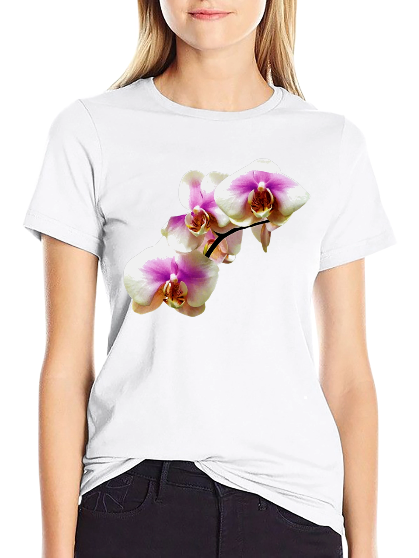 Black Orchid Flower Graphic Tee - Stylish Casual Wear view 9