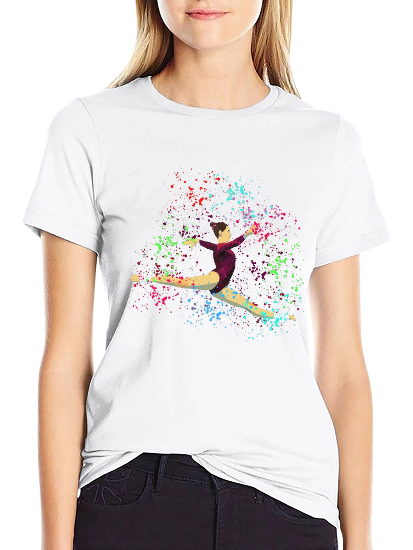 Black Gymnast Splatter Print Black T-Shirt view 9