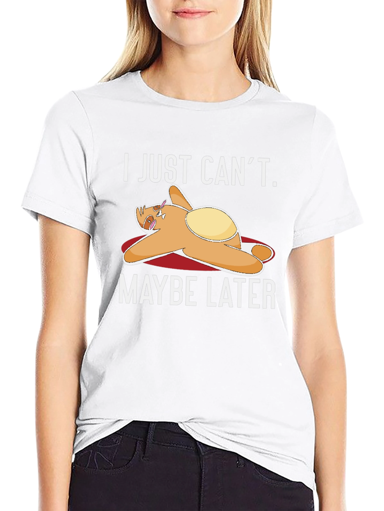 Black Lazy Sloth T-Shirt - "I Just Can't. Maybe Later" view 9