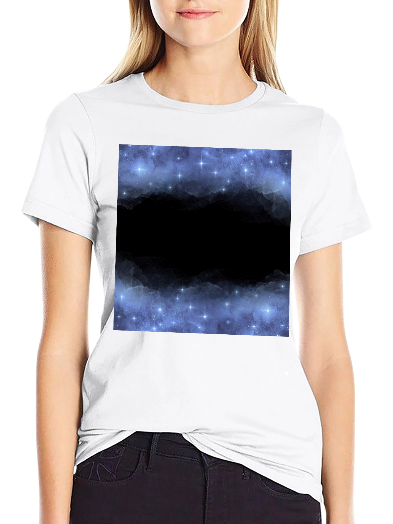Black Starry Night Sky Black T-Shirt view 9