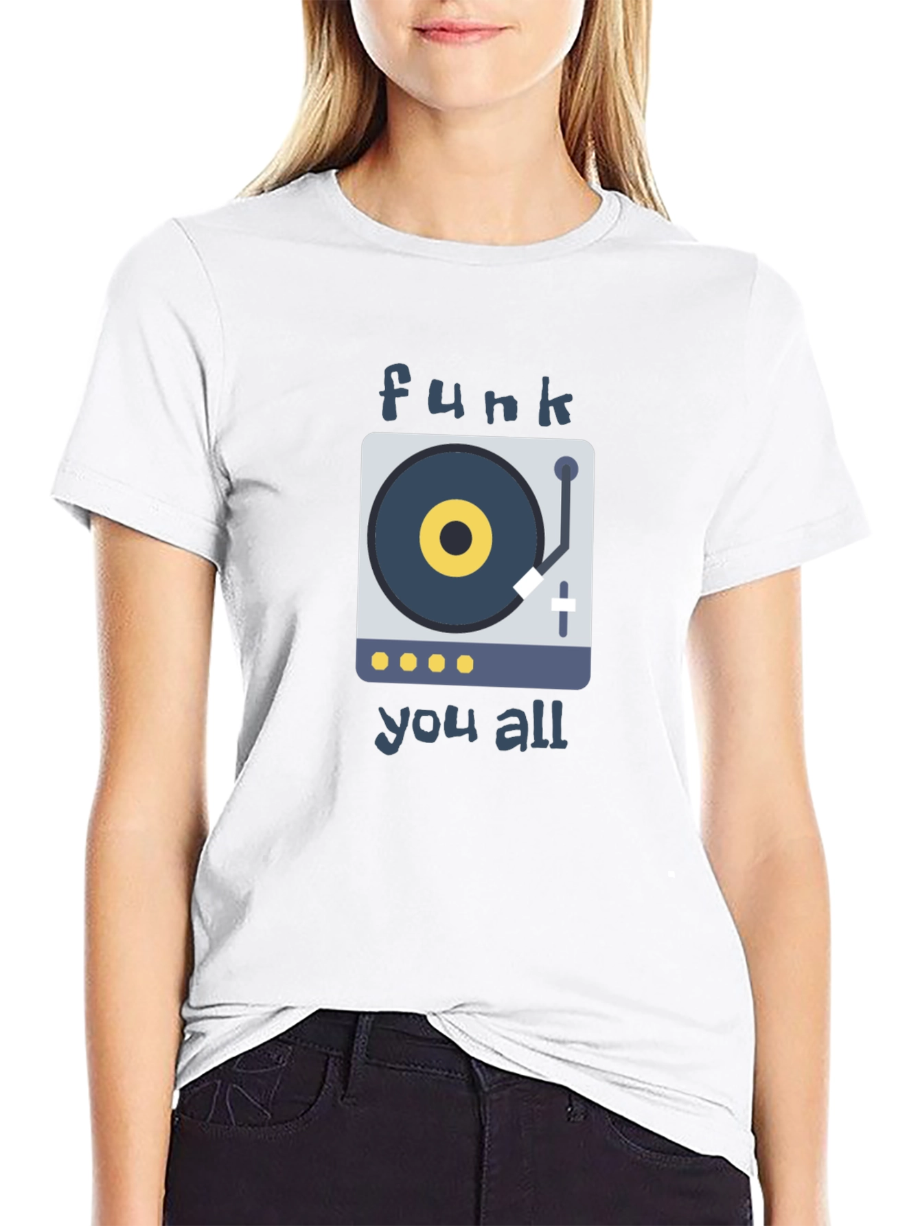 Black Funk You All T-Shirt: Retro DJ Style view 9