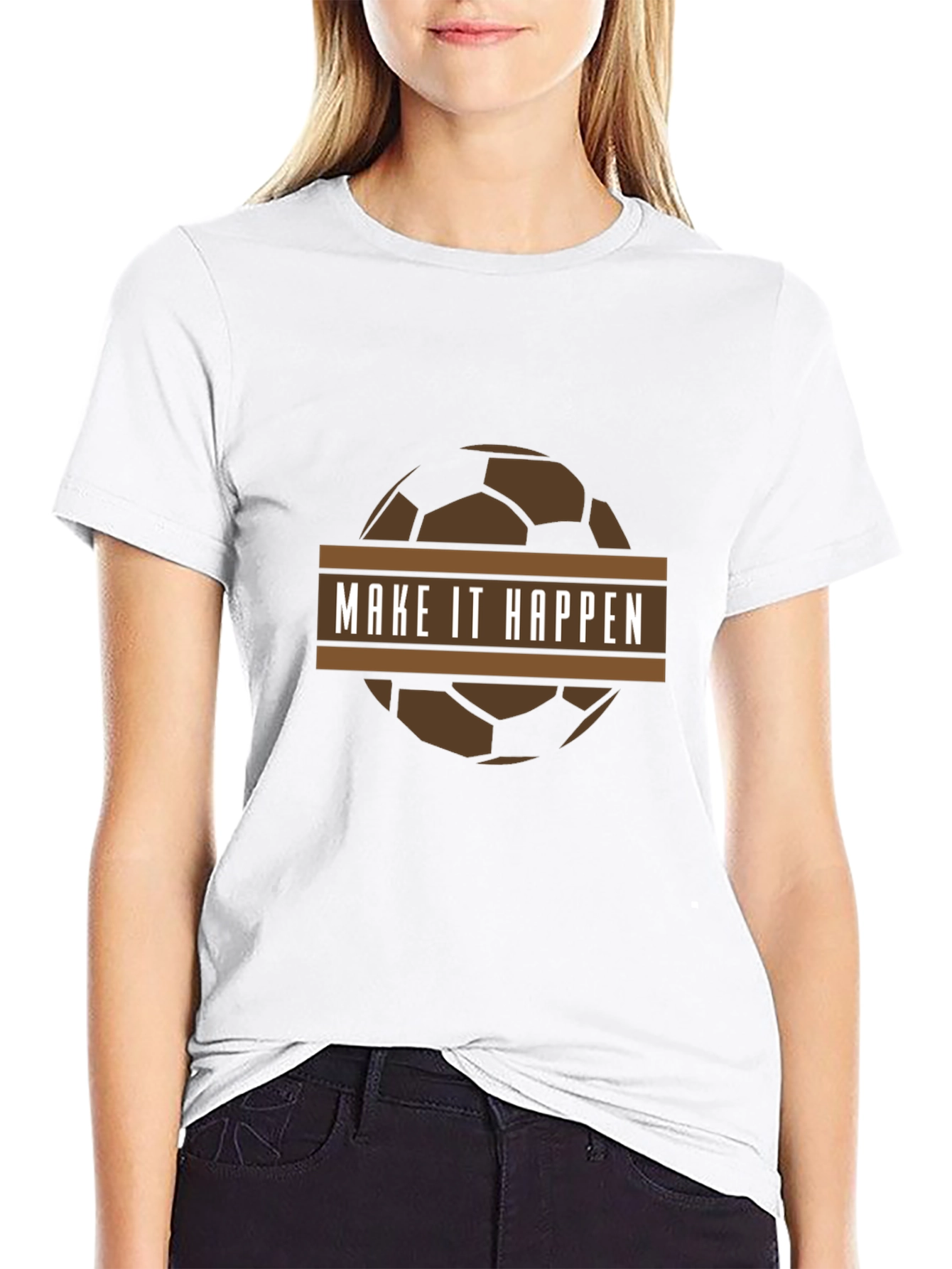Black Make It Happen Soccer Ball Graphic T-Shirt view 9