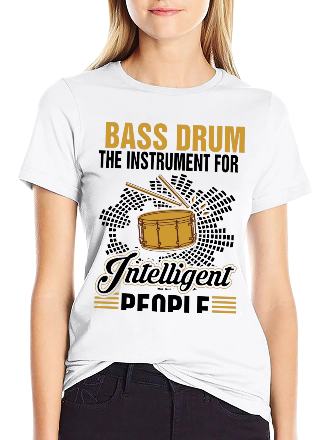 Black Bass Drum Intelligent People T-Shirt view 9