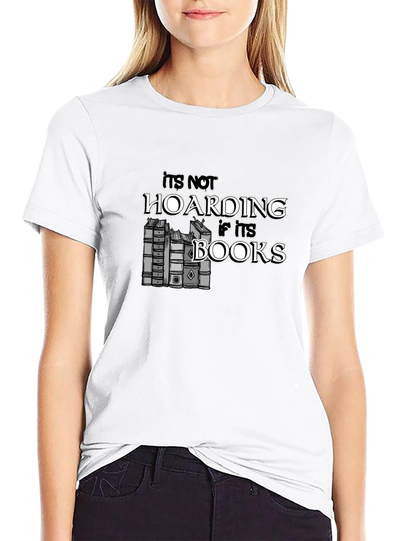 Black It's Not Hoarding If It's Books T-Shirt view 9