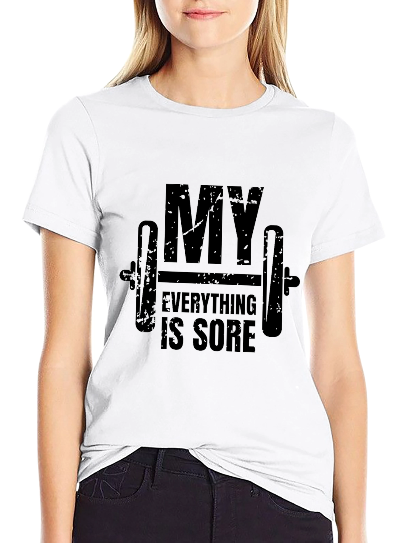 Black My Everything is Sore Funny Gym Workout T-Shirt view 9