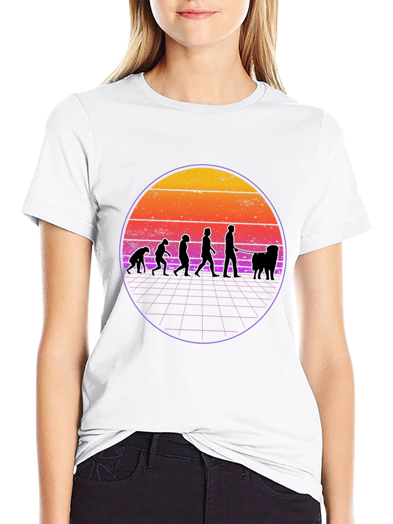 Black Retro Dog Evolution T-Shirt view 9