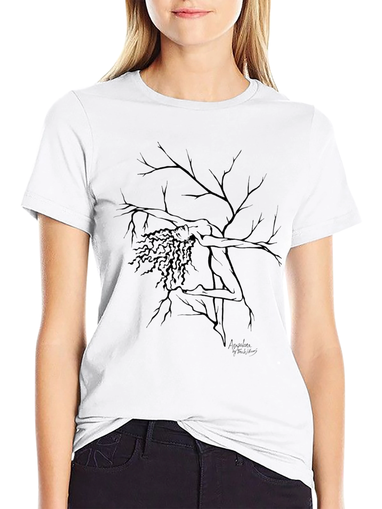 Black Arbor Vitae Tee - Ethereal Tree Woman Graphic T-Shirt view 9