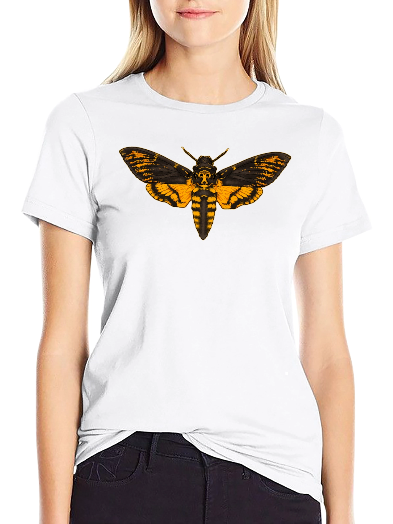 Black Death's Head Moth Graphic Tee - Black view 9