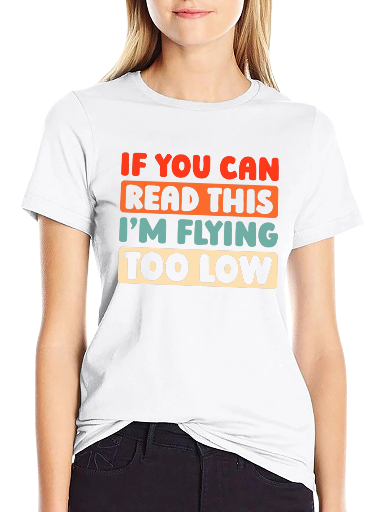 Black Funny Pilot T-Shirt: If You Can Read This, I'm Flying Too Low view 9