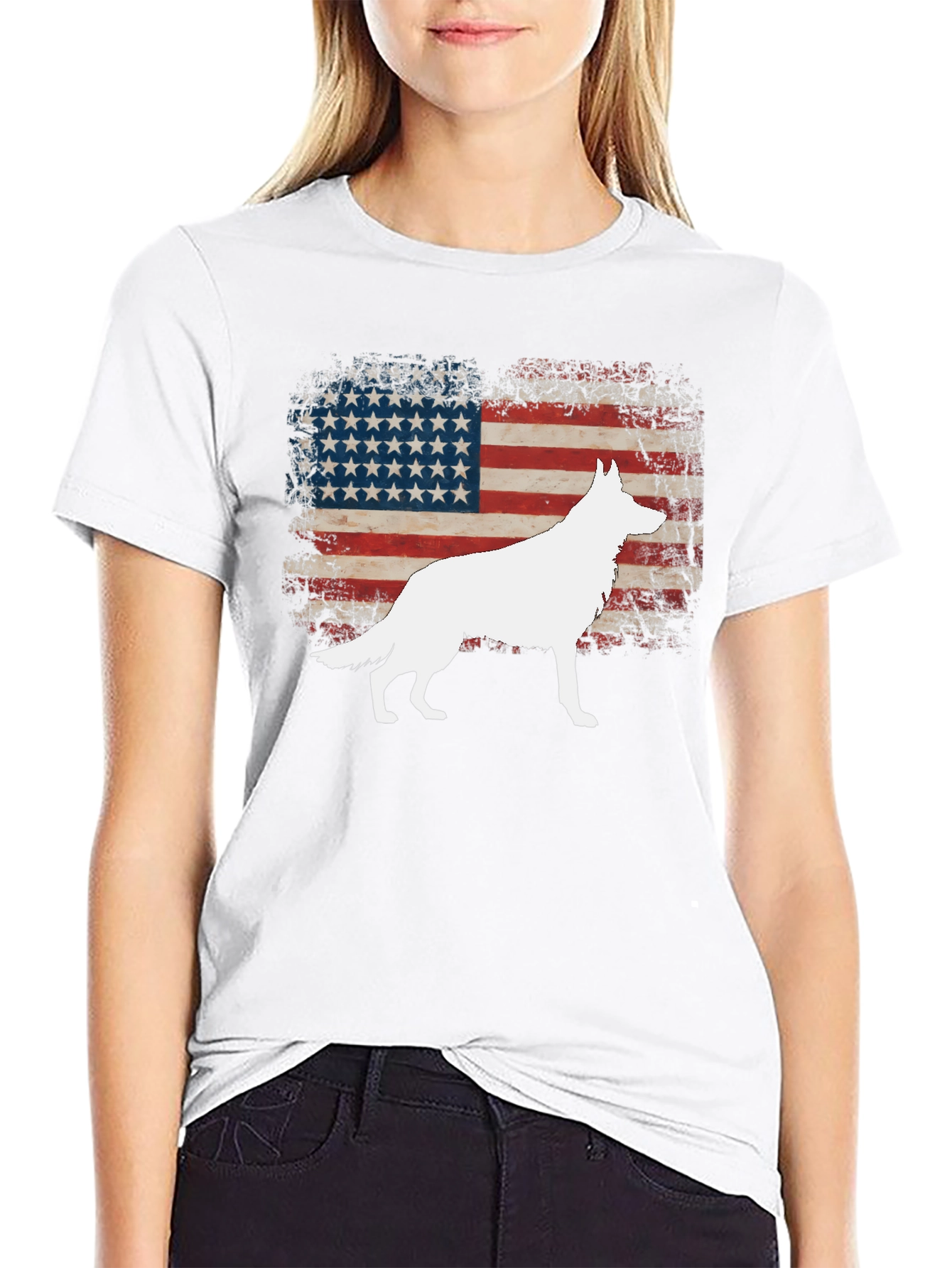 Black Patriotic Dog American Flag T-Shirt view 9