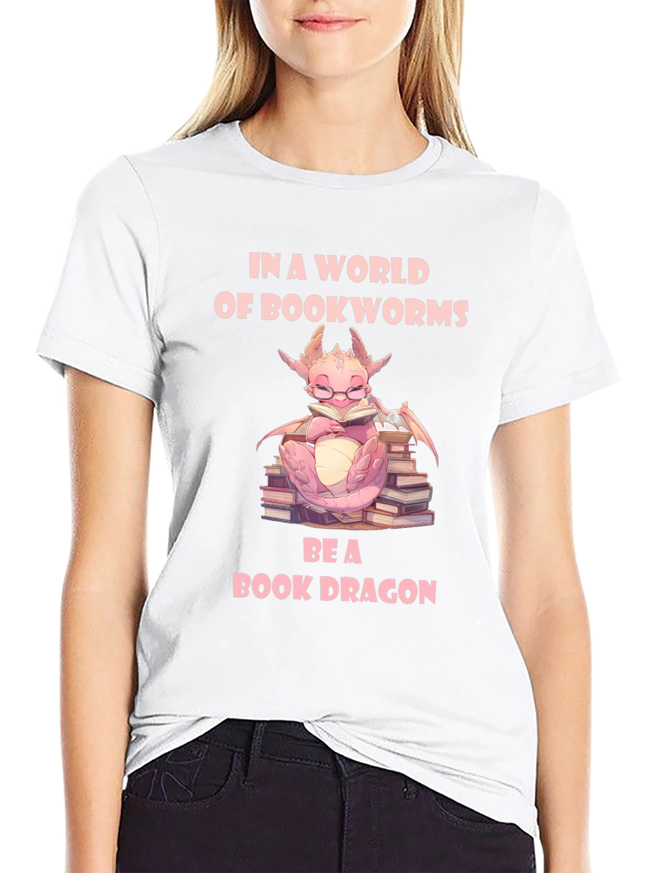 Black Book Dragon Graphic Tee - Perfect for Bookworms! view 9