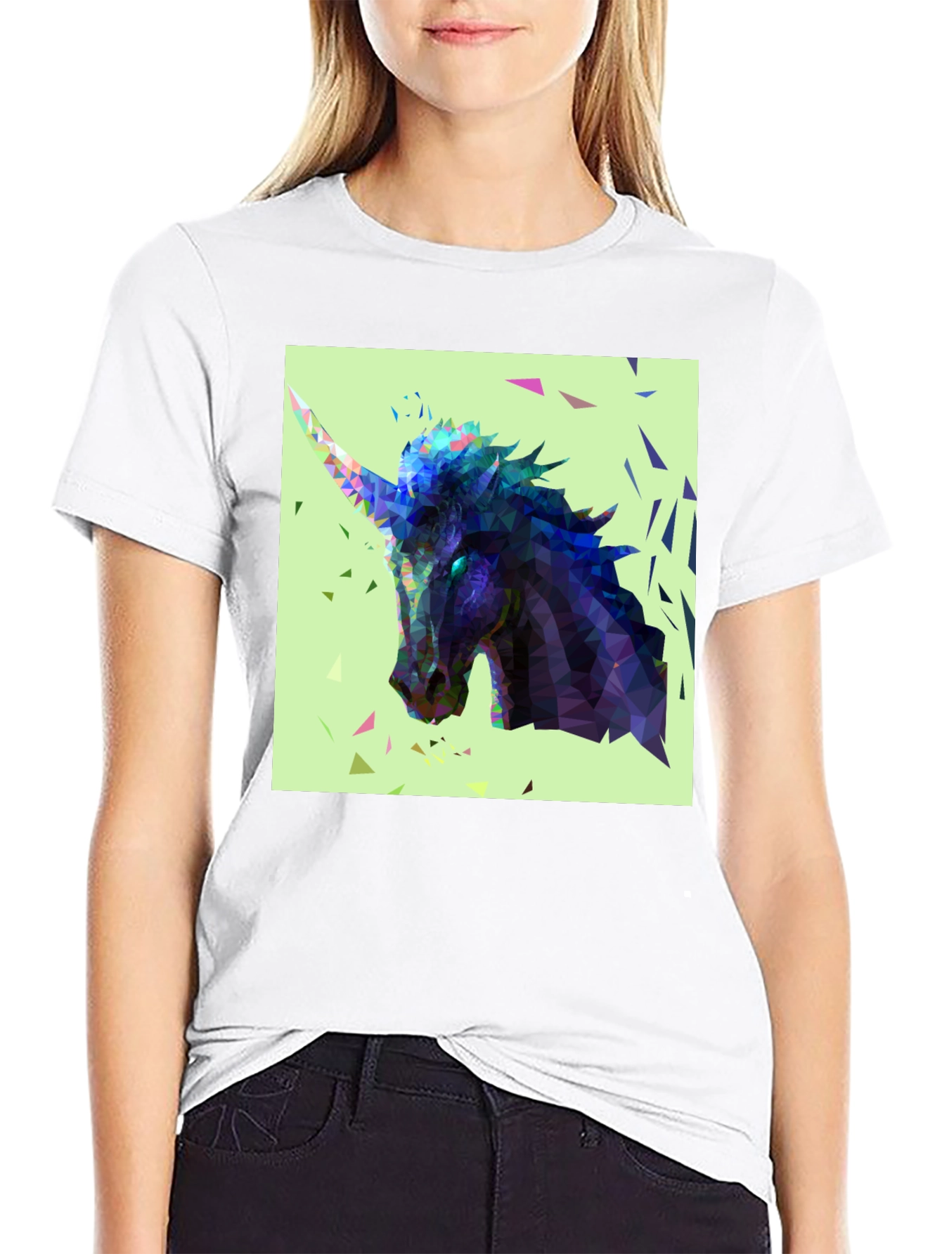 Black Geometric Unicorn Graphic Tee view 9
