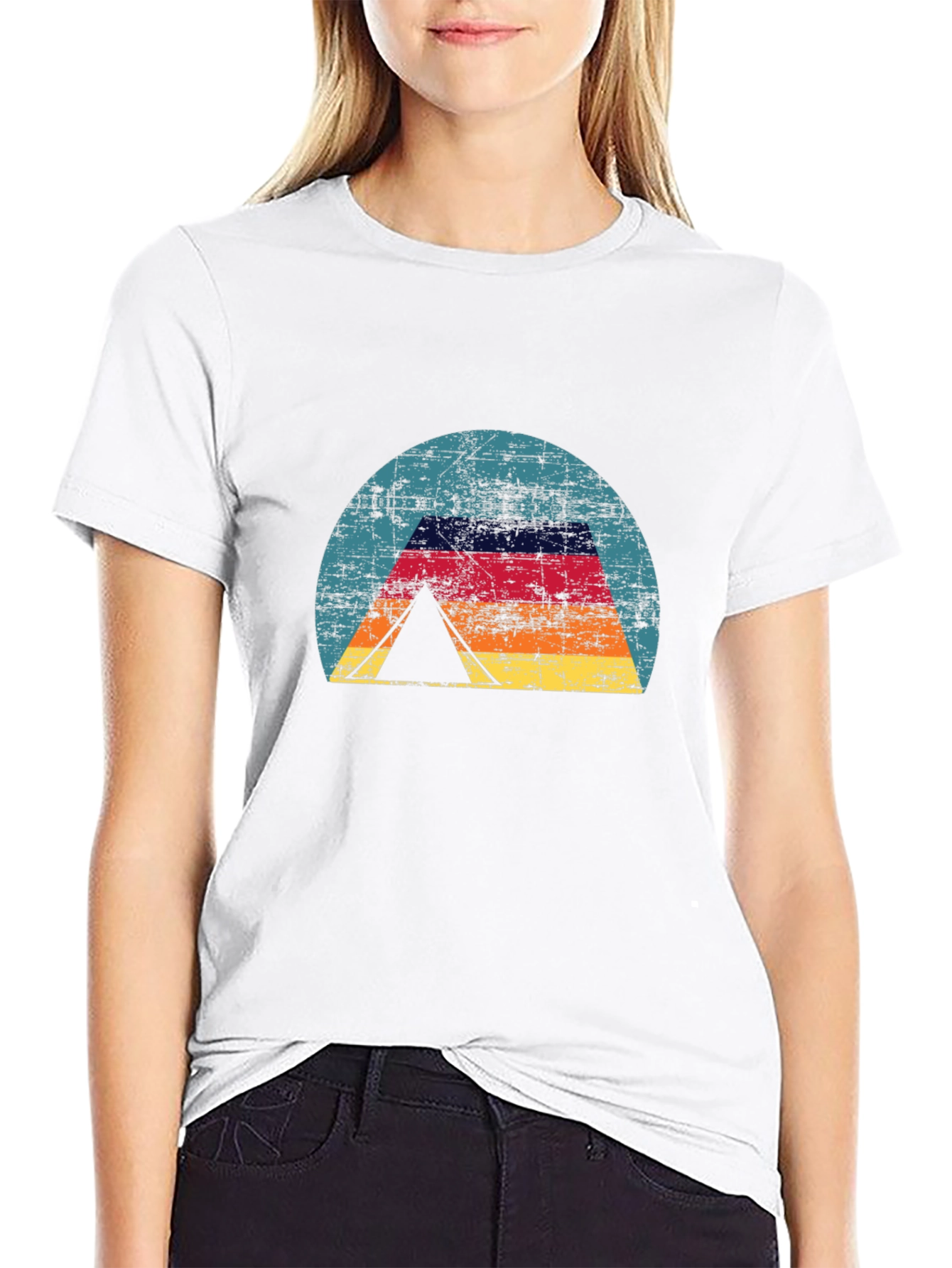 Black Retro Camping Tent T-Shirt - Vintage Style view 9